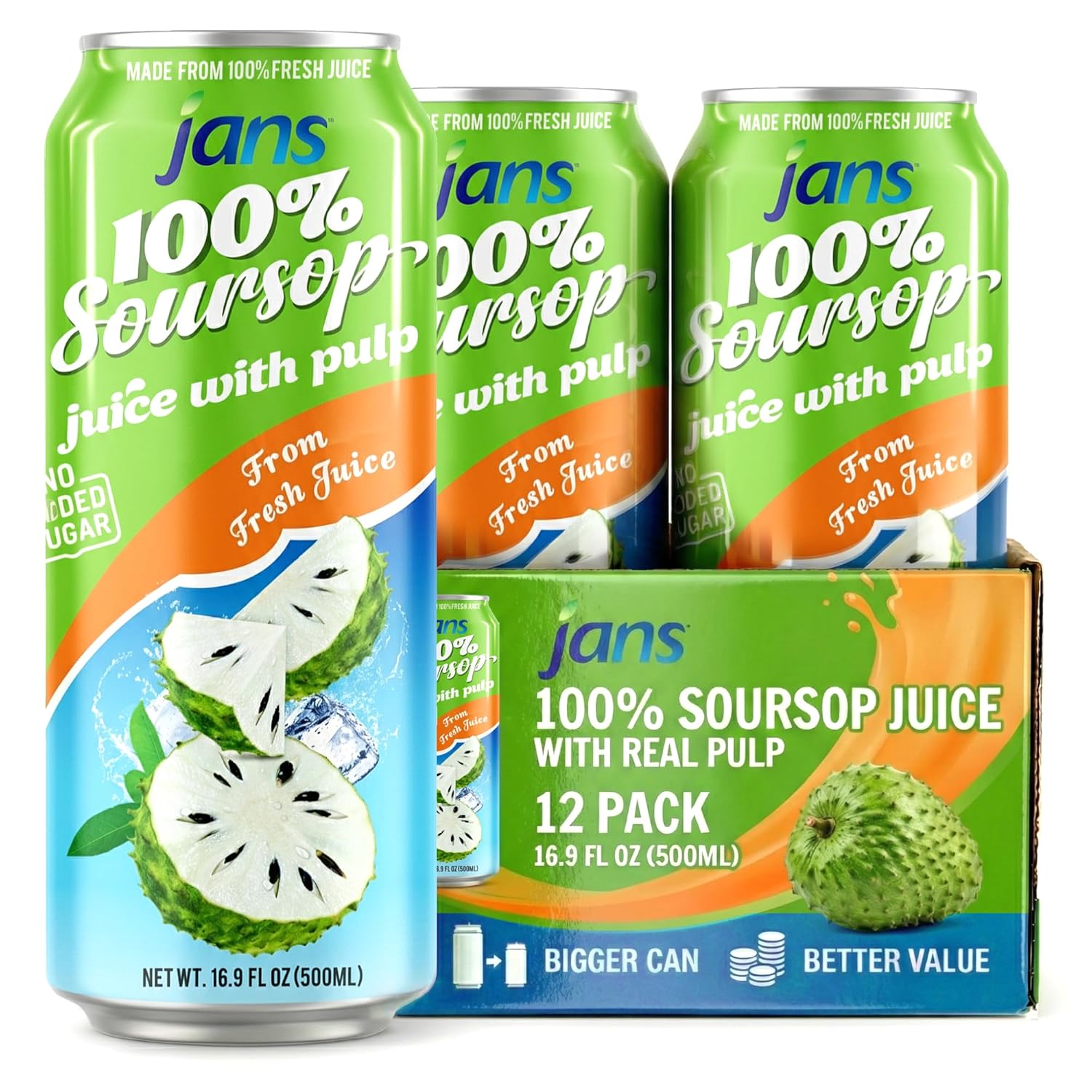 Jans 100% Coconut Water With Pulp, Unsweetened, 16.57 Fl Oz, Pack of 12