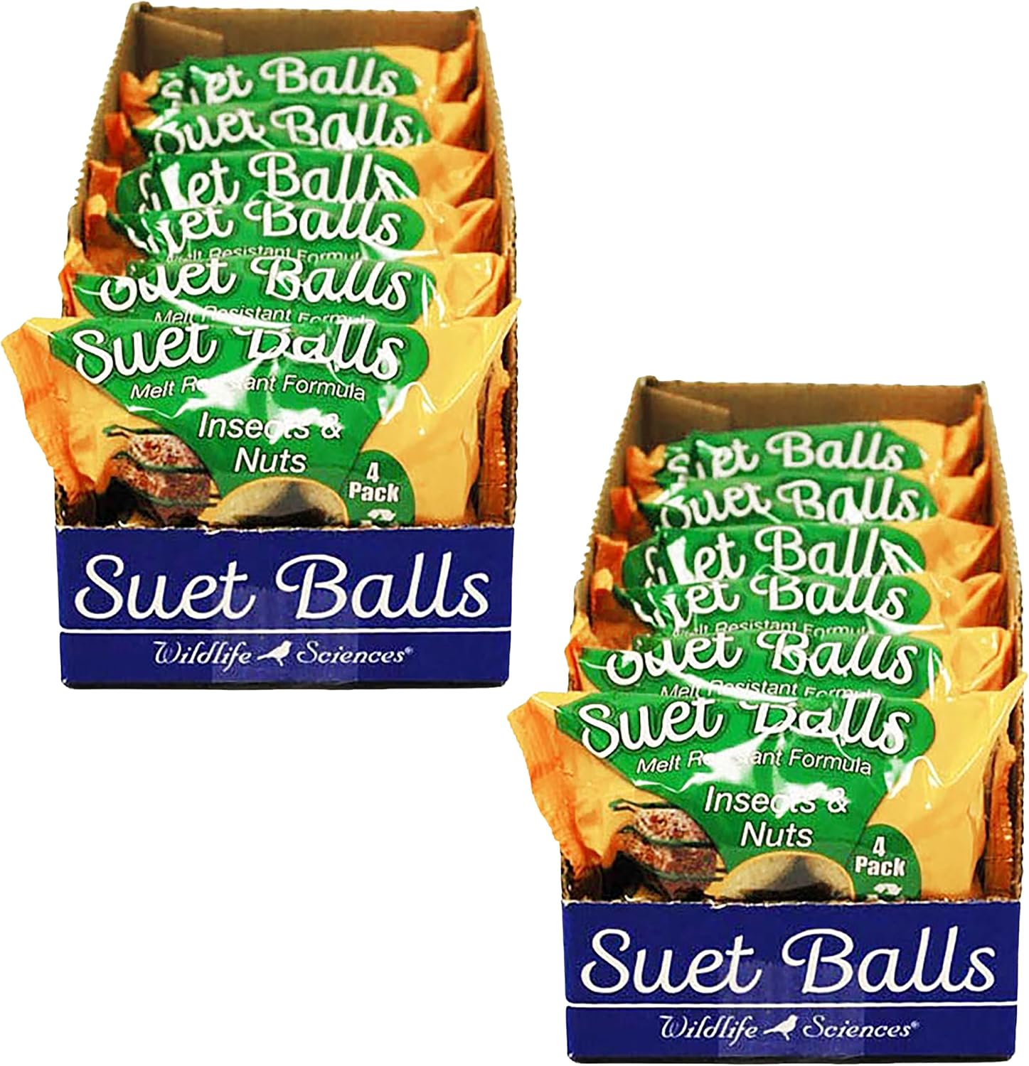 BestNest Wildlife Sciences Insects & Nuts Suet Balls – 48 Count (12 Packs of 4) – High-Energy Bird Food with Mealworms