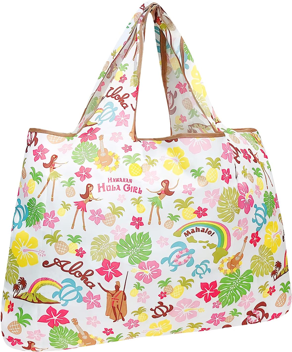 allydrew Large Foldable Tote Nylon Reusable Grocery Bags, Gray Ferns
