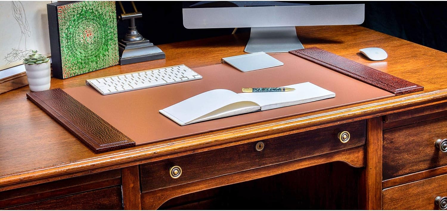 Dacasso Brown Crocodile Embossed Leather Desk Set, 3-Piece