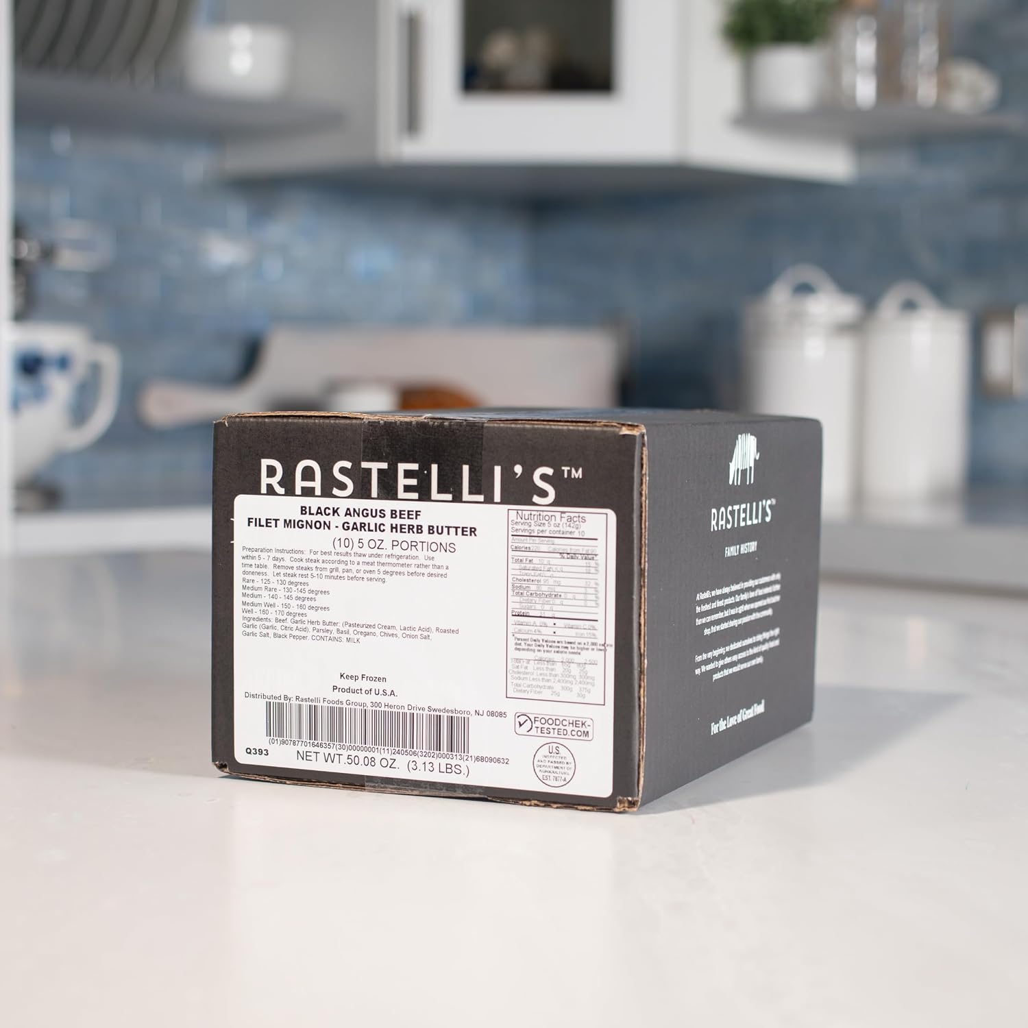 Rastelli's Black Angus Beef Filet Mignon Steaks (10 ct) 5 oz Portions, With Butter, 3.125 lbs. Total