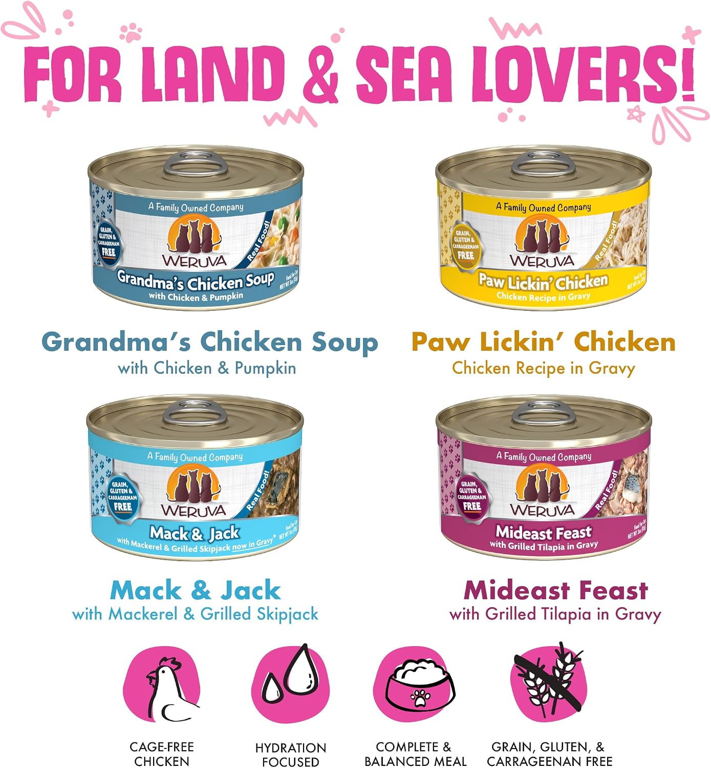 Weruva Classic Cat Food, Paw Lickin’ Chicken with Chicken Breast in Gravy, 3oz Can (Pack of 24)