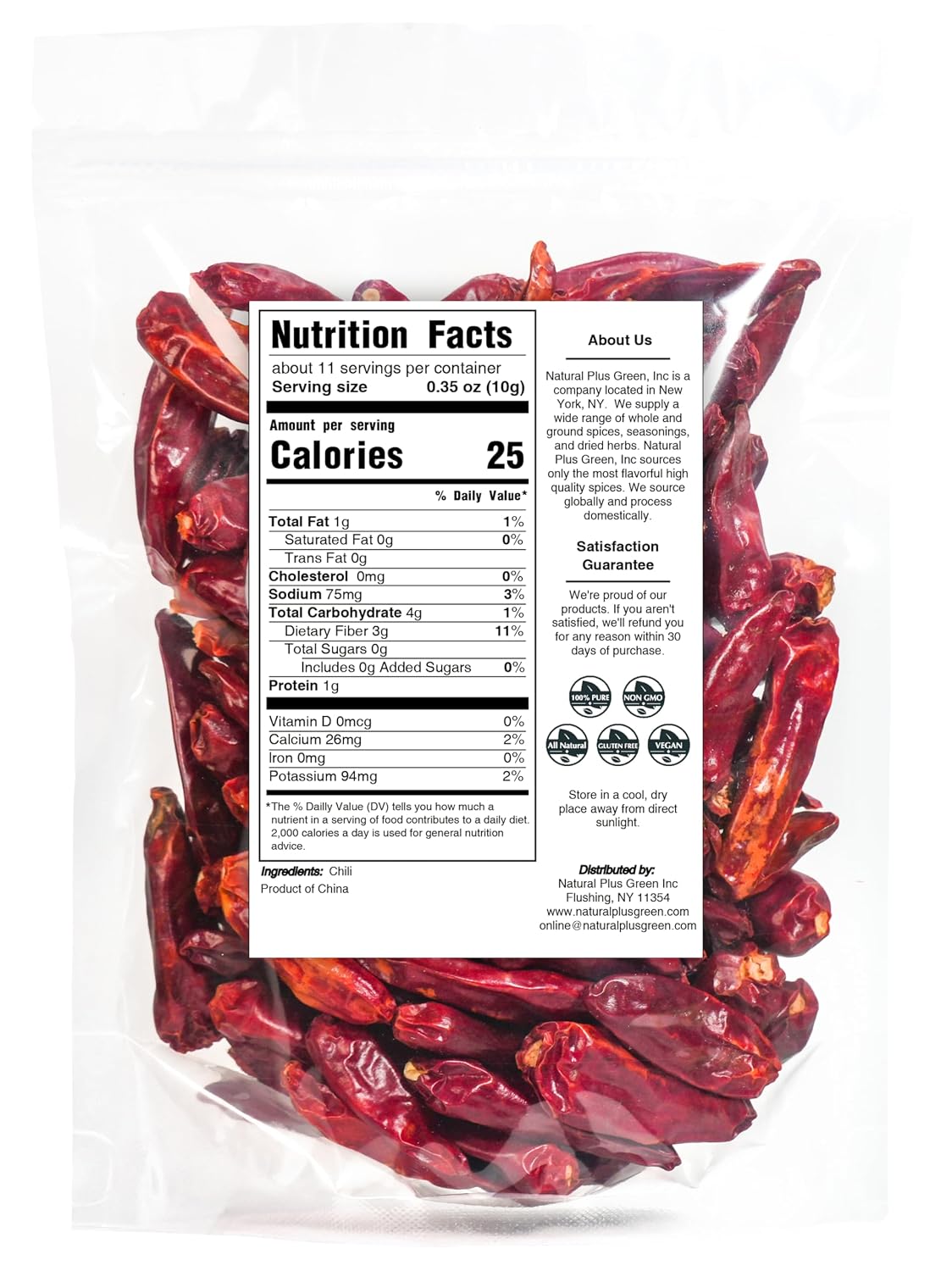 Natruen Dried Sichuan Red Chili Pods 4 oz, Medium Hot, Whole Chilies