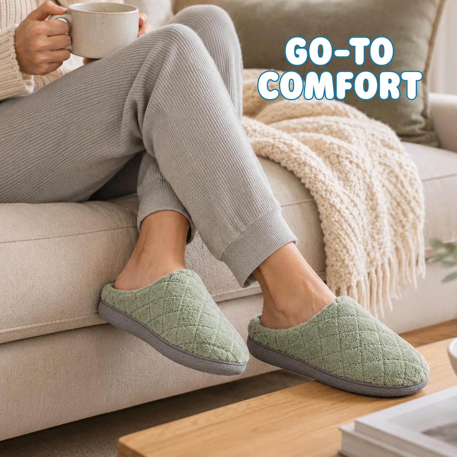 Leslie Terry Clog House Shoes with Memory Foam, Indoor Slippers with Wide Widths