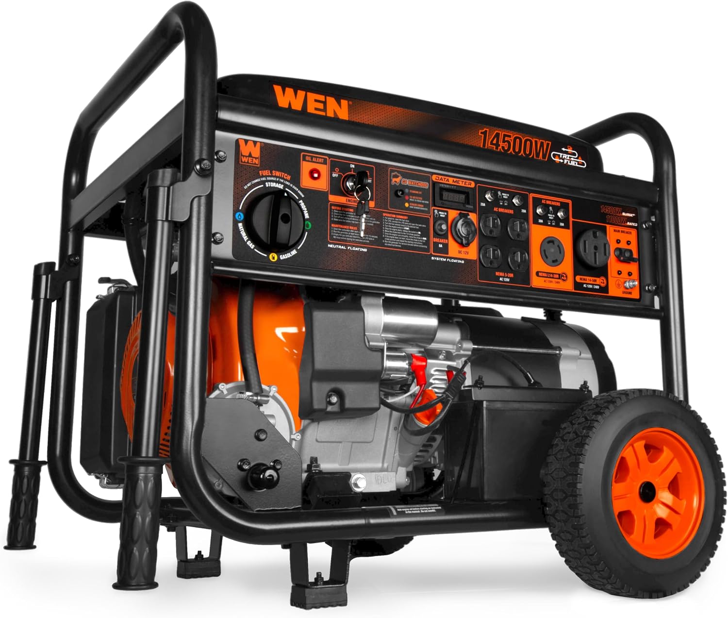 WEN 11,000-Watt 120V/240V Dual Fuel Portable Generator with Wheel Kit and Electric Start (DF1100T)