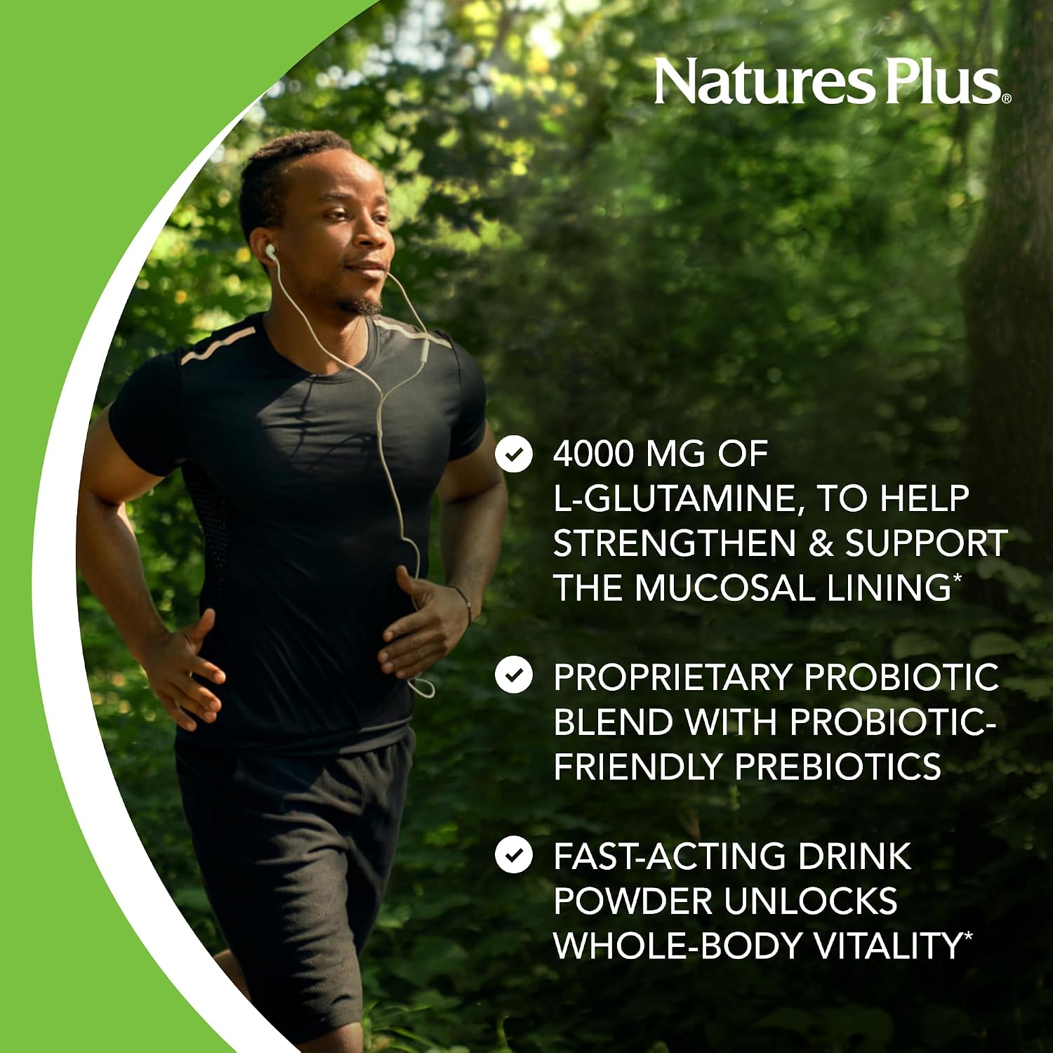 NaturesPlus GI Natural Total Digestive Wellness - 0.38 lbs Powder - Fast-Acting Drink Mix with Probiotics, Prebiotics