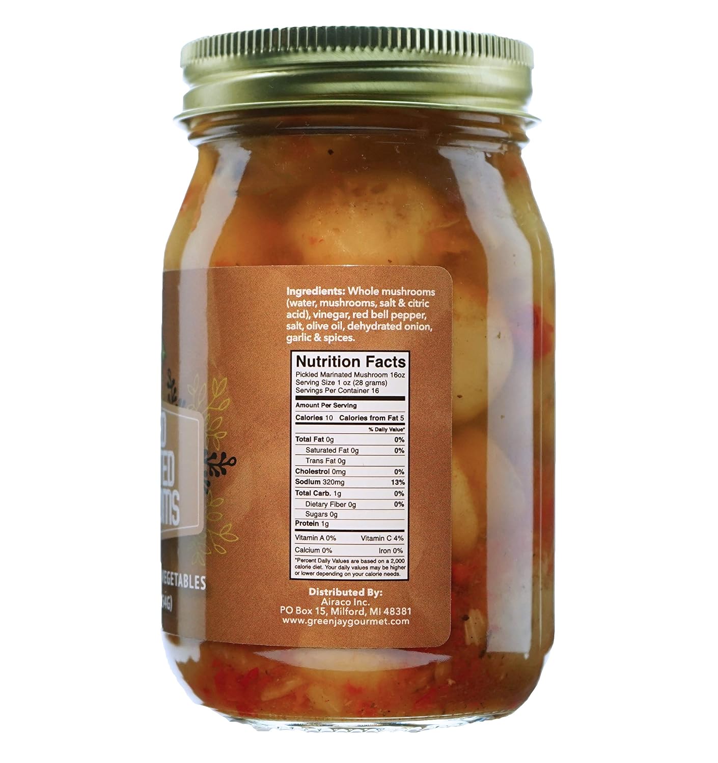 Green Jay Gourmet Marinated Mushrooms in a Jar - Fresh Hand Jarred Vegetables for Cooking & Pantry – Home Grown Pre-Prepared Pickled Marinated
