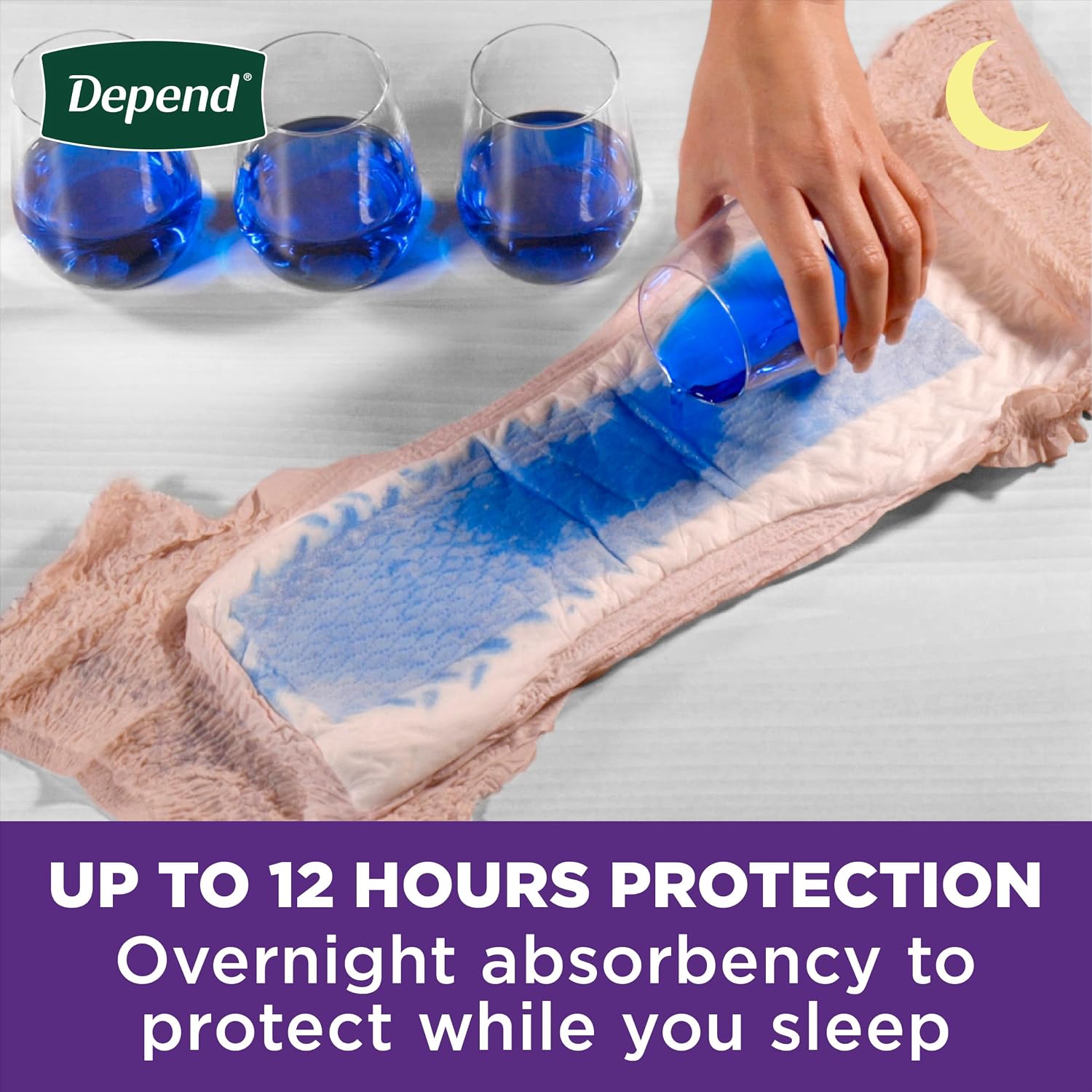 Depend Night Defense Adult Diapers for Women, Medium, 15 Count
