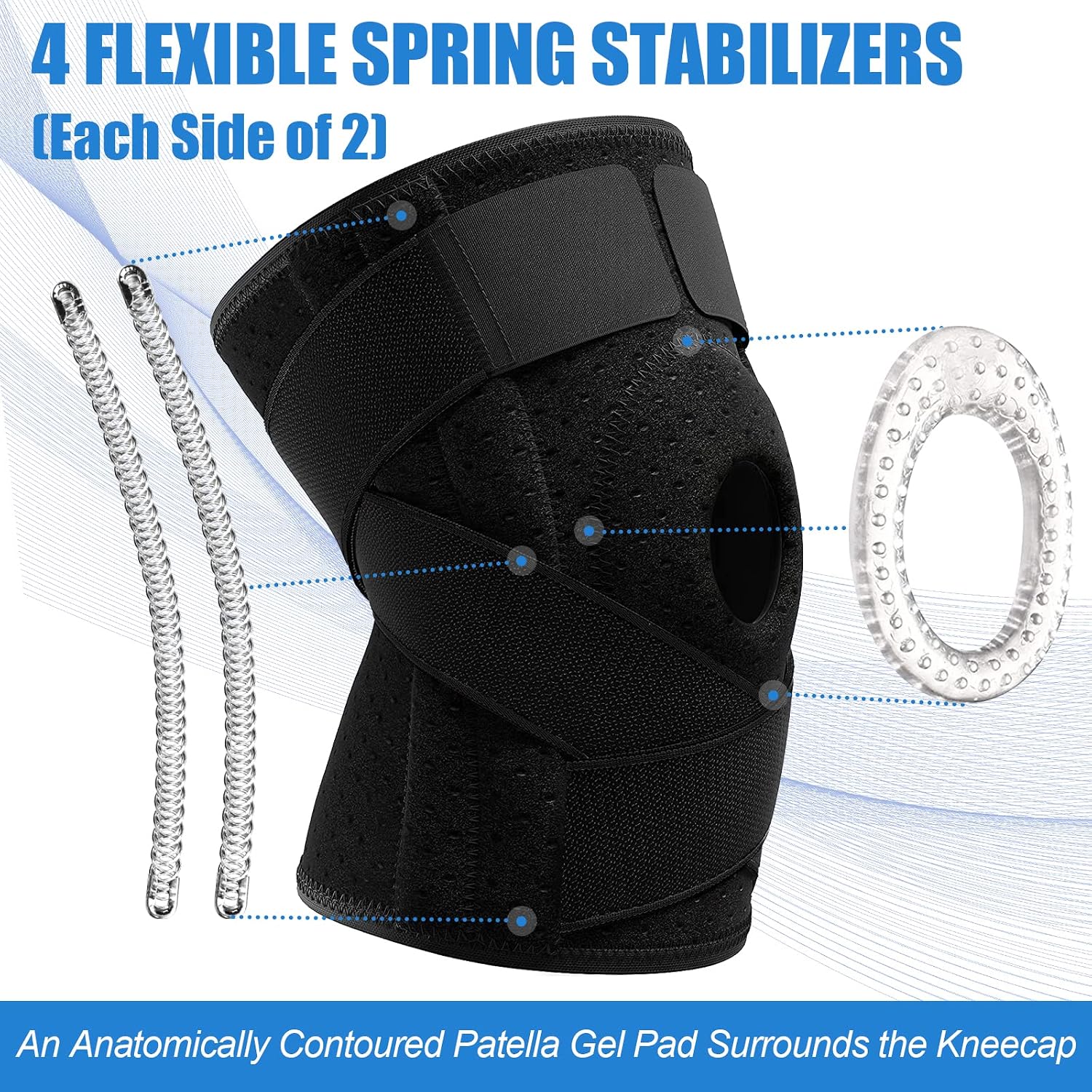 NEENCA Knee Brace for Knee Pain, Adjustable Knee Support with Patella Gel Pad & Side Spring Stabilizers, Knee Wrap for Arthritis, Meniscus Tear, ACL