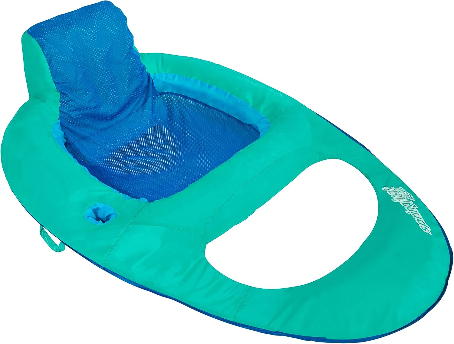 SwimWays Spring Float Recliner Chair for Swimming Pool, Inflatable Pool Floats Adult with Fast Inflation, Cup Holder & Foot Rest for Ages 15 & Up