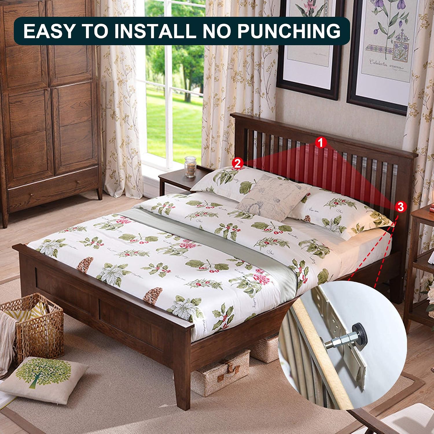 Krisler Adjustable Headboard Stoppers, 30-112mm, 2Pcs