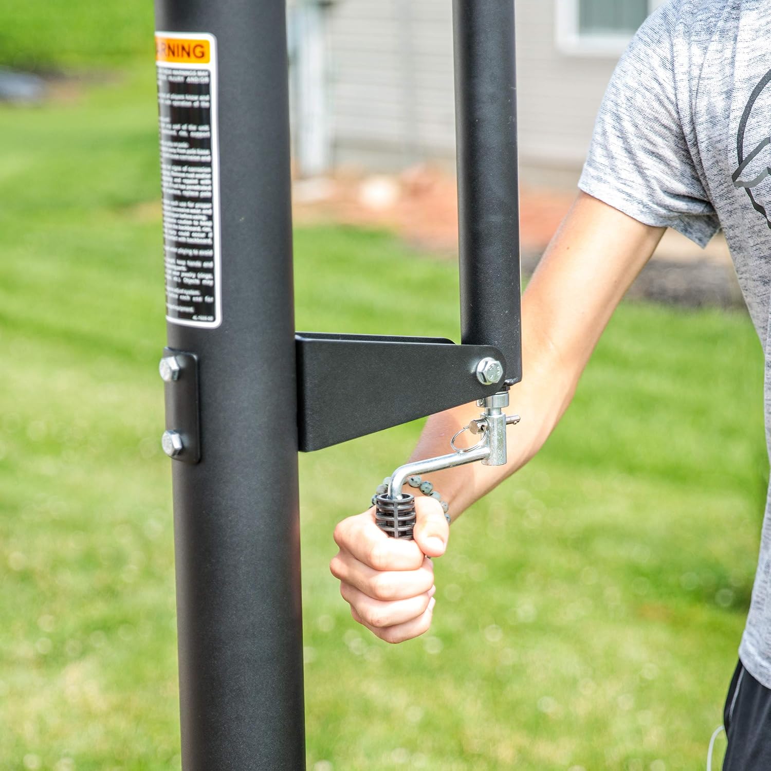 Silverback Height Adjustable In-Ground Basketball Hoop with Tempered Glass Backboard, Pro-Style Breakaway Rim, Pole and Backboard Pad