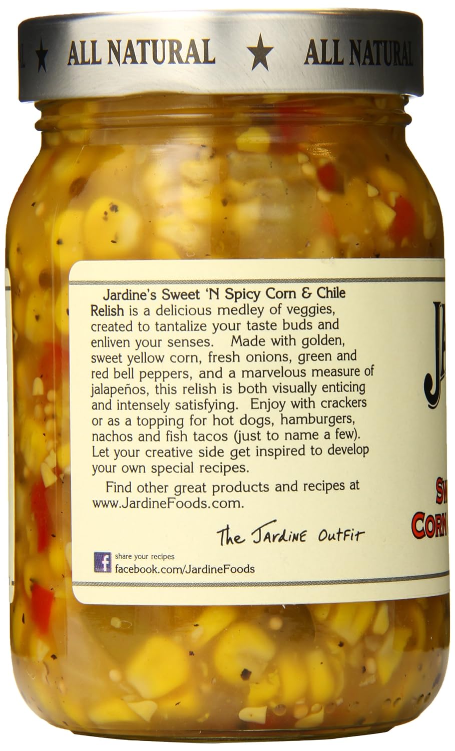 Jardine's 7J Ranch Sweet N Spicy Corn Relish, Medium, 16 Ounce