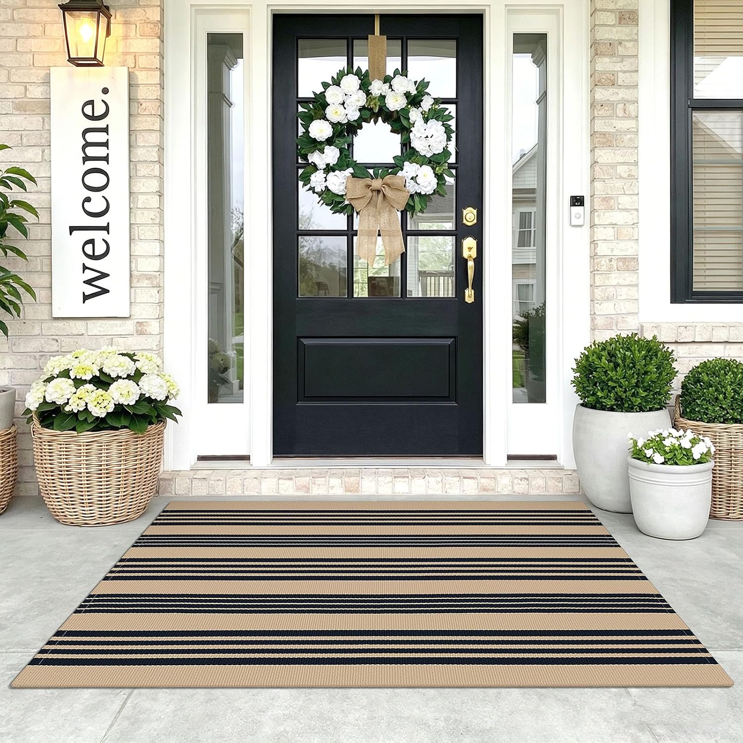 KOZYFLY Black and White Area Rug 3x5 Ft Washable