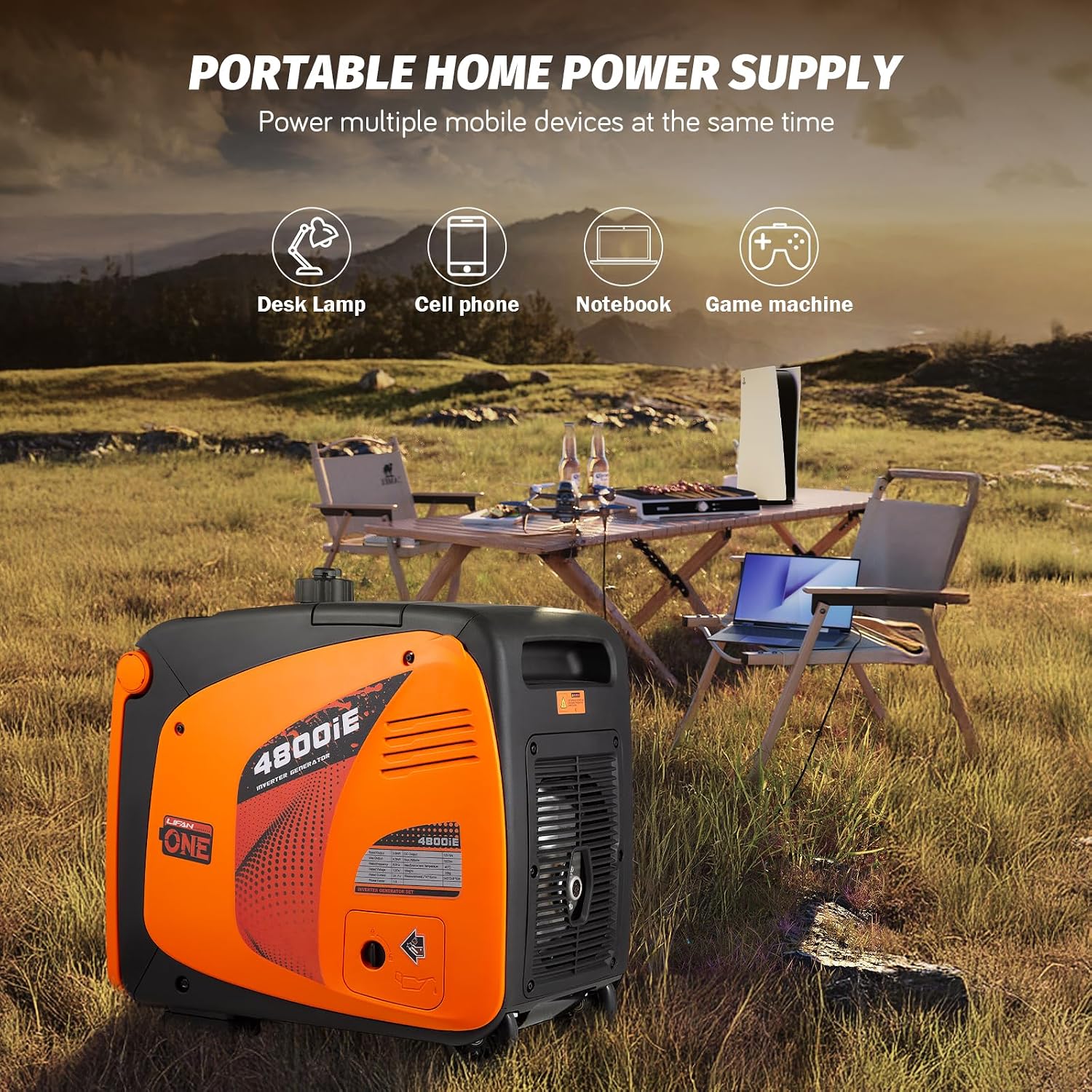 LIFAN 6900W Inverter Generator for Home Backup, 120/240V, Remote Start | 5500W Rated Gas Power, Pure Sine Wave, CO-Minder, RV Ready, Up to 14H at 25% Load