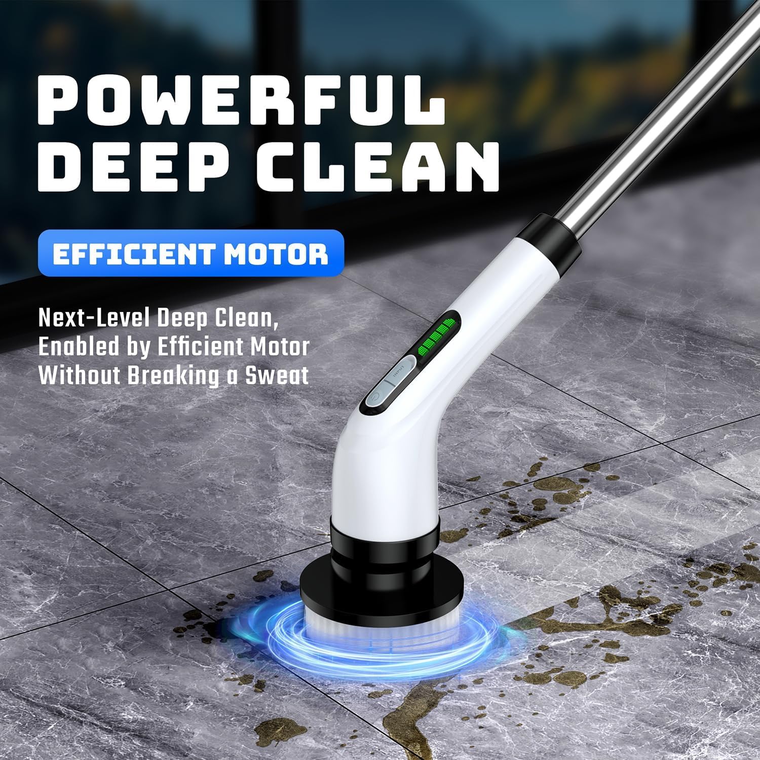 Electric Spin Scrubber for Bathroom: Shower Scrubber with Long Handle | Dual Speed Cordless Power Cleaning Scrub, 7 Brush Heads