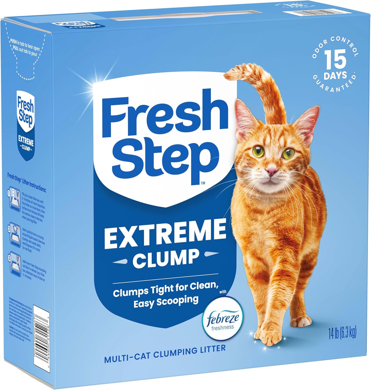 Fresh Step Extreme Clump Multi Cat Clumping Cat Litter, 14 lb. | Forms Tight Clumps, Easy To Scoop, Scented, Ammonia Block Technology, Low Dust, Compatible with Most Auto Litter Boxes