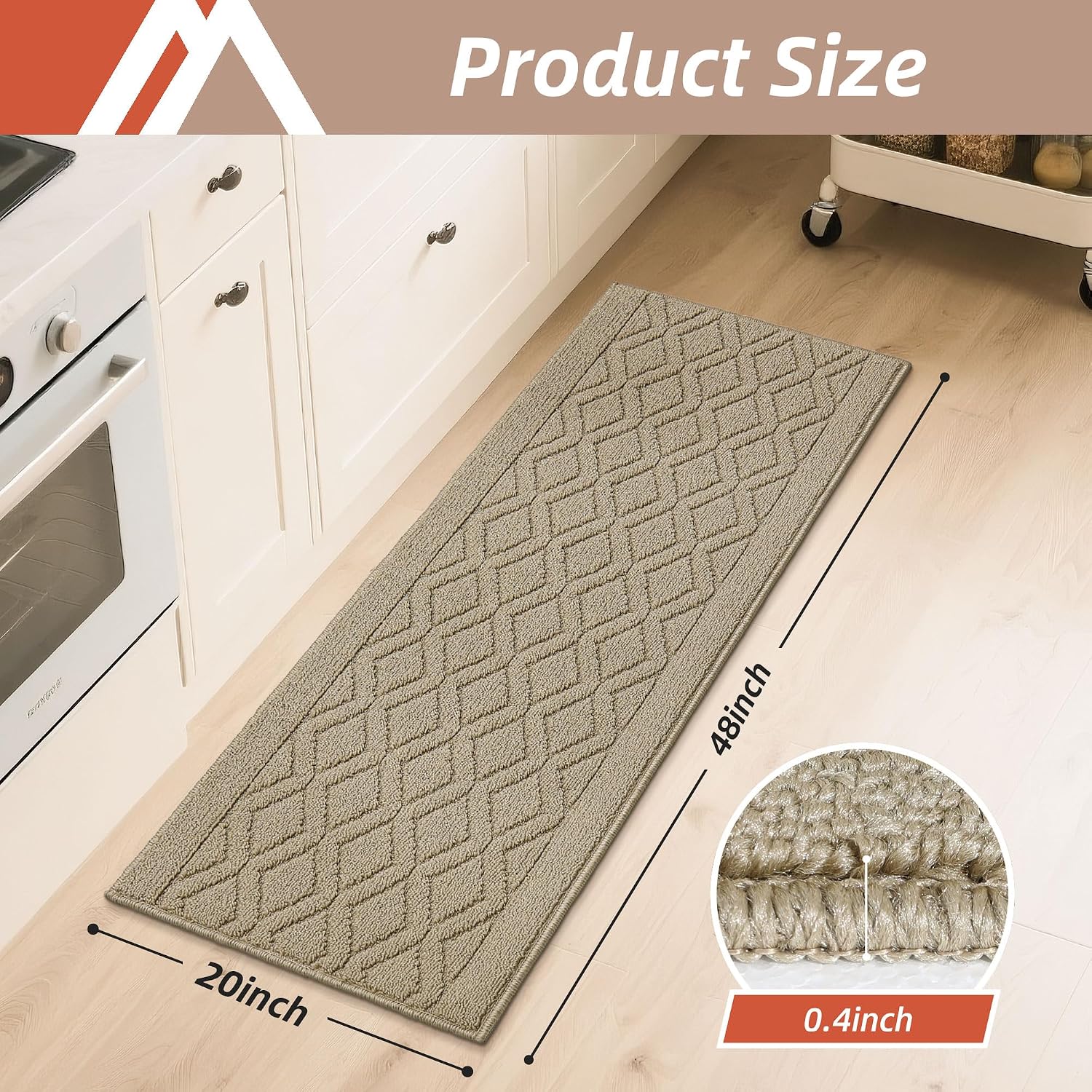 COSY HOMEER 48x20Inch/30X20Inch Kitchen Rug Mats,Grey