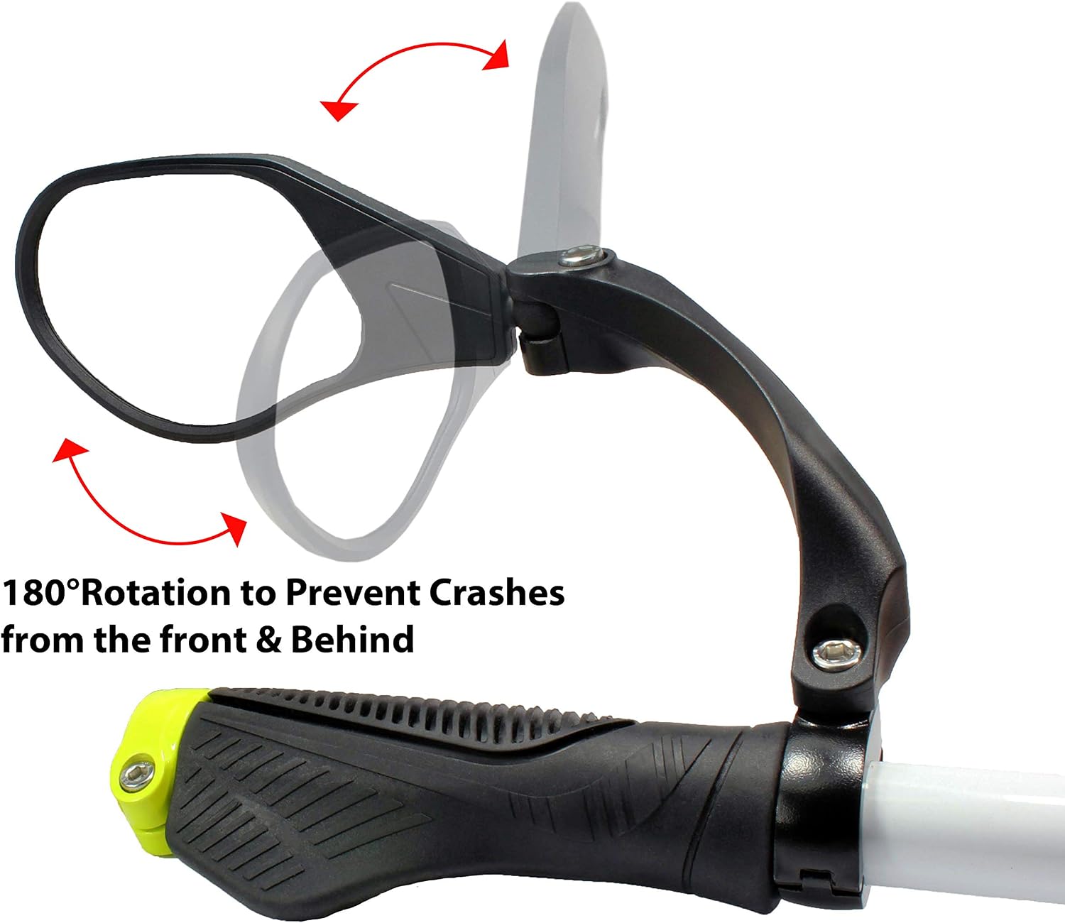 Hafny New Handlebar Bike Mirror, HD,Blast-Resistant, Glass Lens, Reflector (HF-M903LS-FR05 (Bar End Fitting Left Side, Silver Glass))