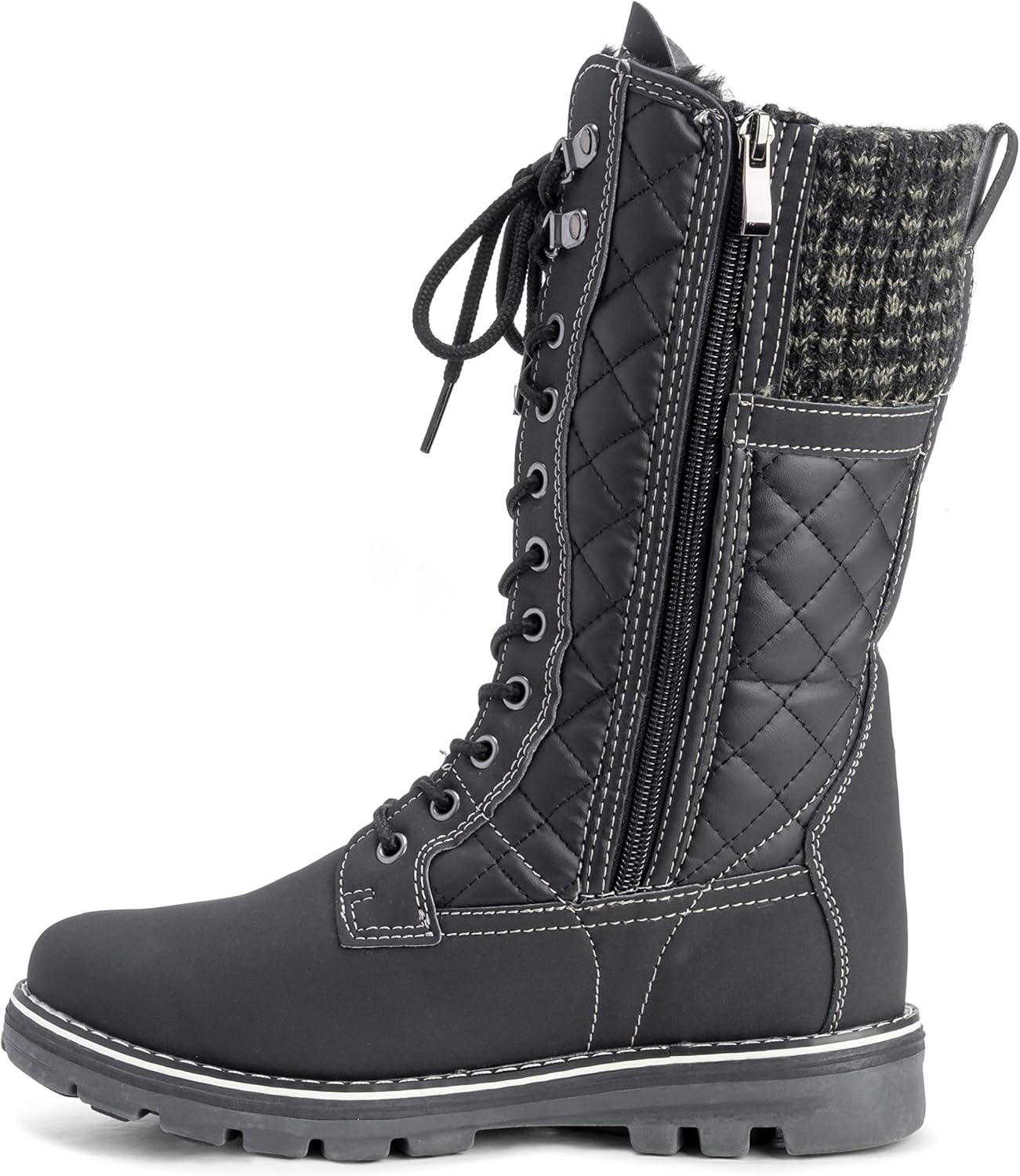 POLAR Womens Faux Fur Warm Thermal Waterproof Outdoor Walking Snow Winter Rubber Sole Calf Boots
