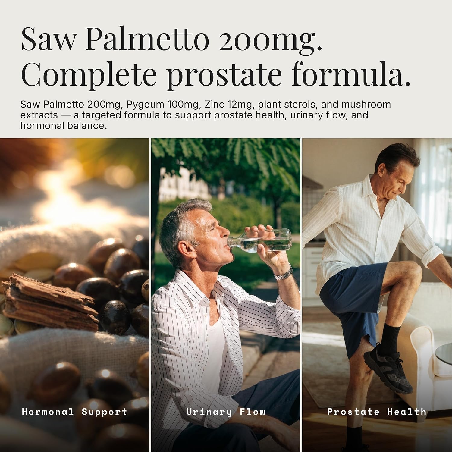 Prostate Max Support Supplement - Saw Palmetto 200mg, Pygeum 100mg, Zinc, Selenium - Urinary Health & Flow - Vegan, Non-GMO, Gluten Free - 60 Capsules