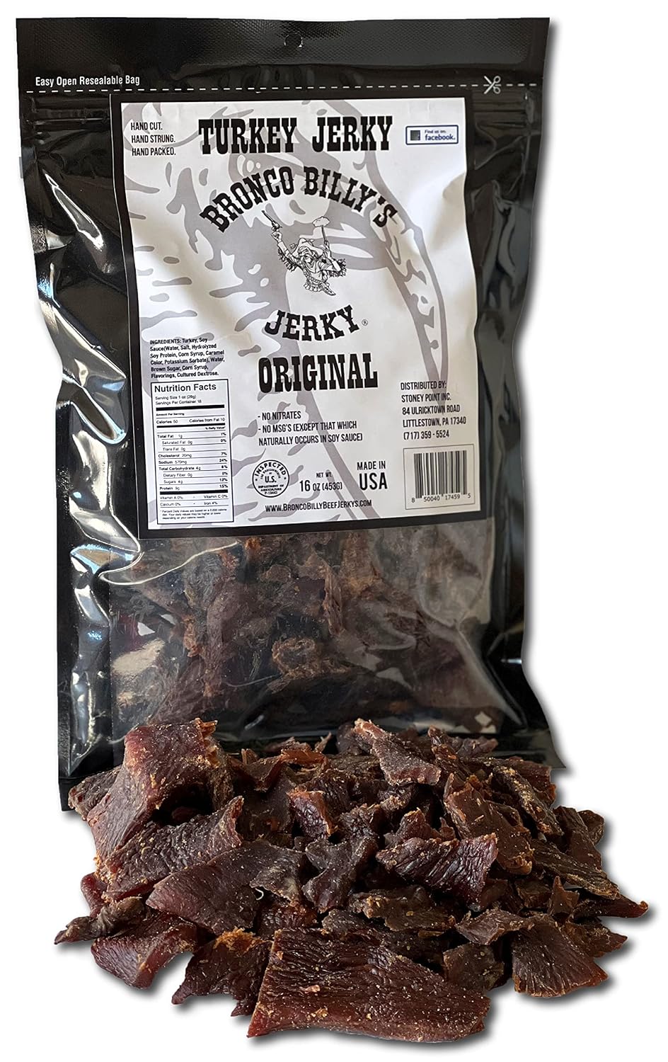 Bronco Billy's Beef Jerky Hickory Smoked Old Country Half Pound Resealable Bag
