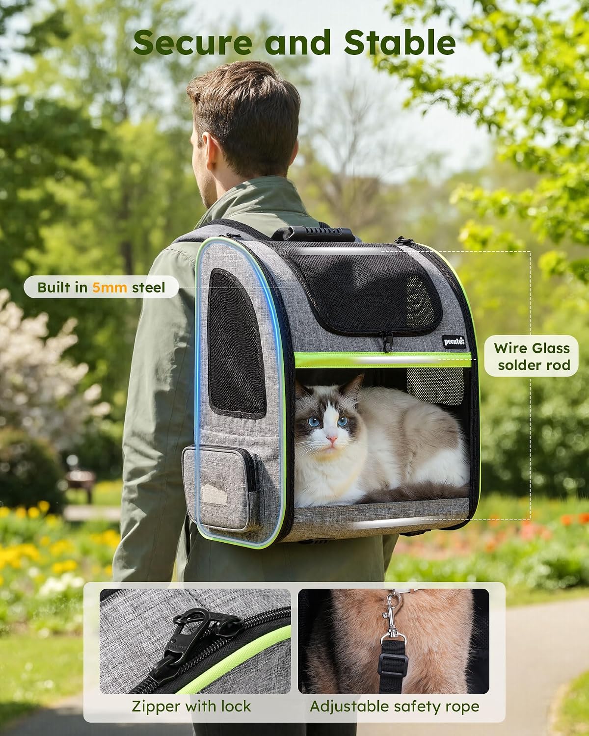 pecute Cat Backpack Expandable, Cat Carrier Backpack with Breathable Window