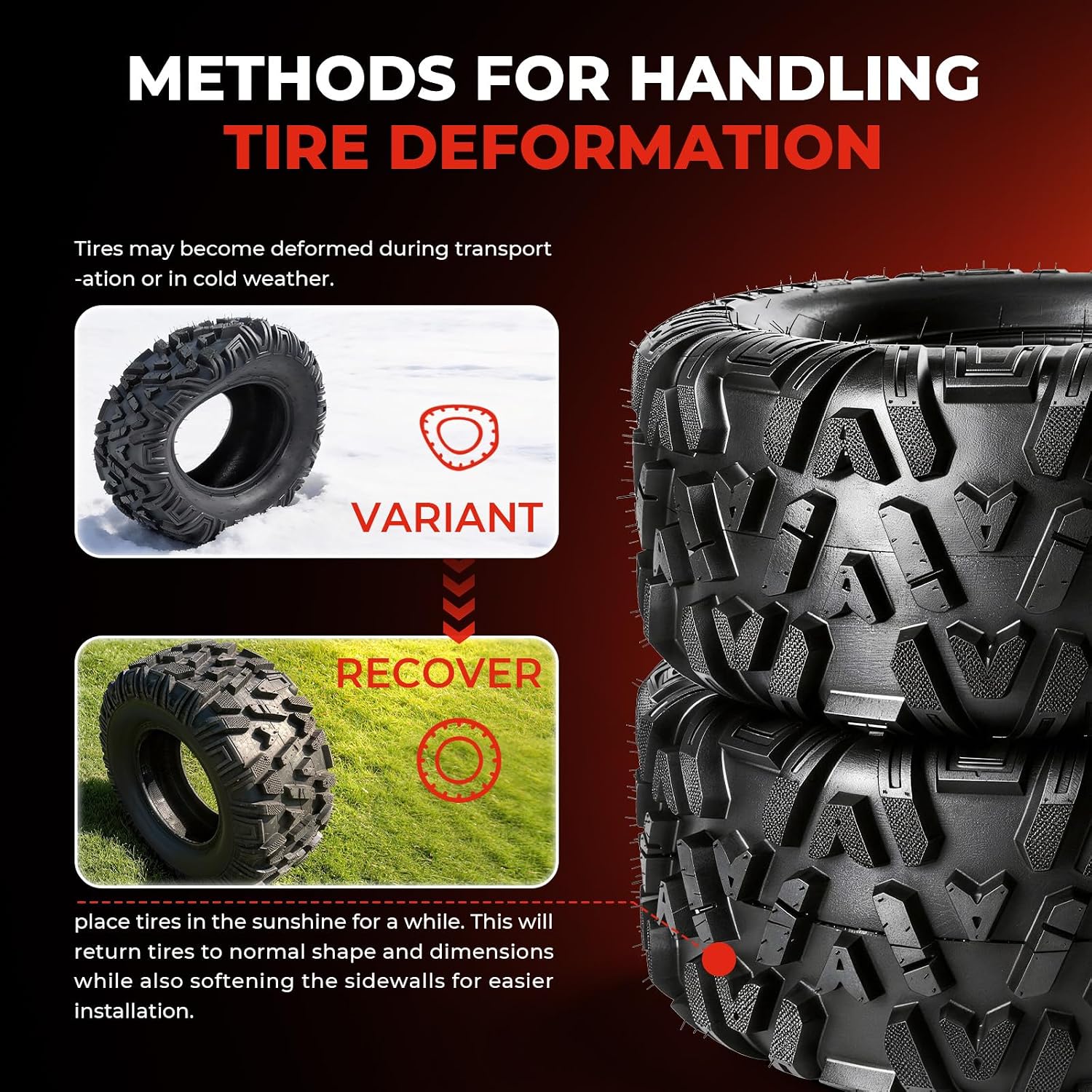 ATV/UTV Tires 26x9-12, 6-Ply Tubeless Tire, Set of 2 | 2pcs 26x9x12 ATV Tires, 6 PR