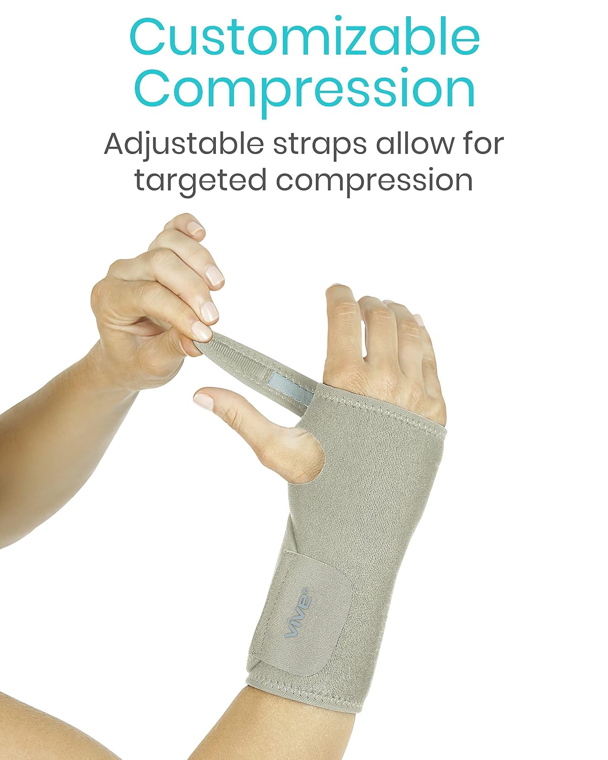 Vive Wrist Brace - Carpal Tunnel Hand Compression Support Wrap for Men | Women, Tendinitis, Bowling, Sports Injuries Pain Relief - Removable Splint - Universal Ergonomic Fit (Black, Right)