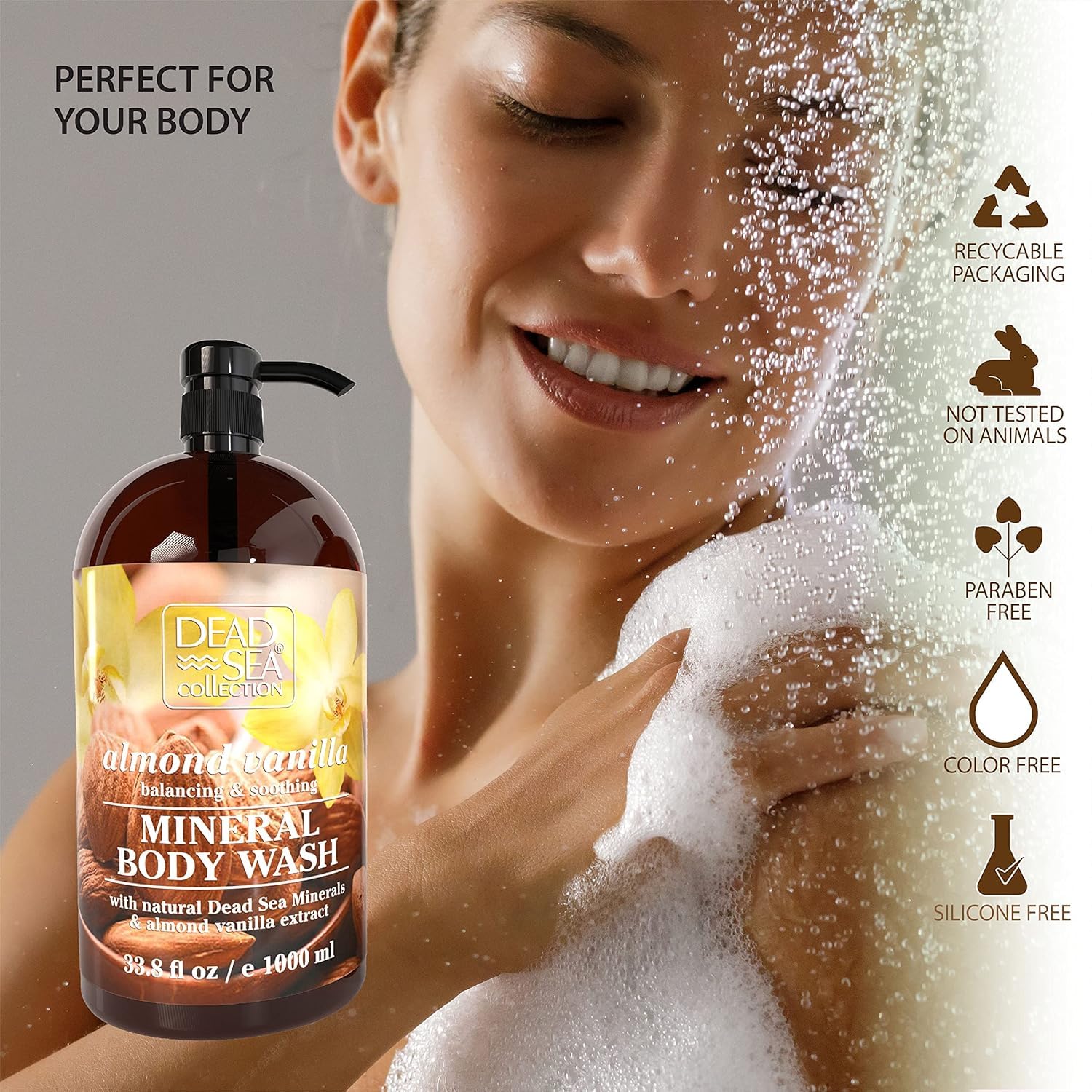 Dead Sea Collection Coconut Body Wash for Women and Men - with Pure Dead Sea Minerals and Coconut Oil - Cleanses and Moisturizes Skin - Pack of 2 (67.6 fl. oz)