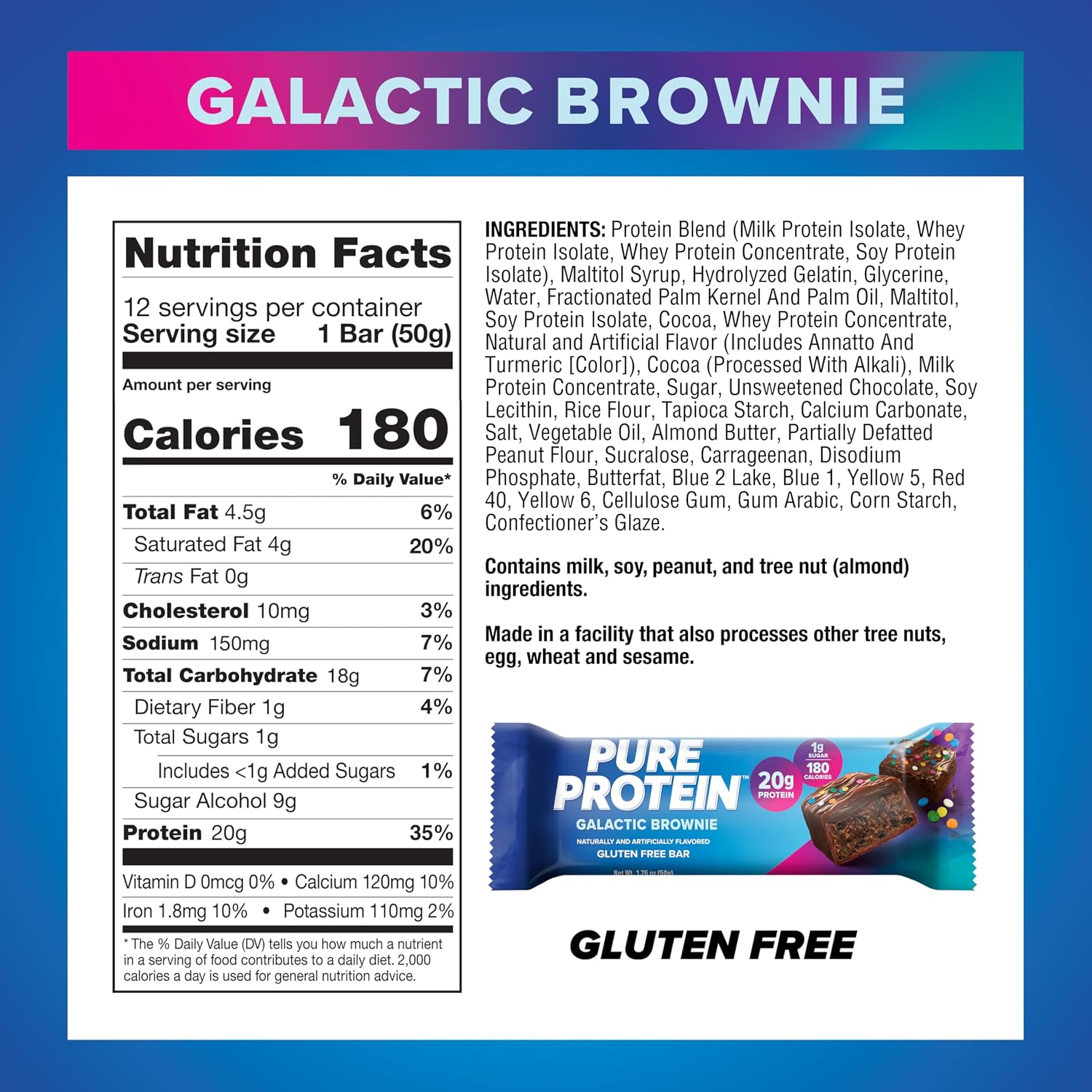 Pure Protein Chocolate Deluxe Protein Bars, 21g Protein, Gluten Free, 12 Ct