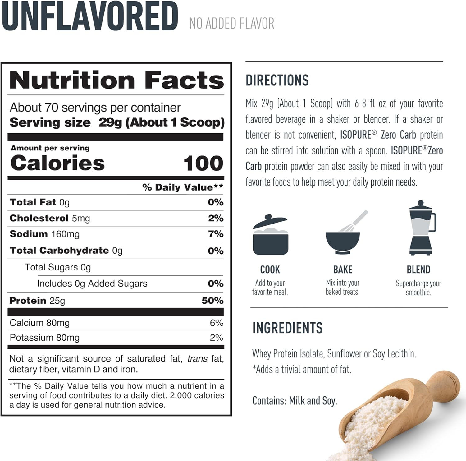Isopure Zero Carb 100% Pure Whey Isolate Protein Powder, Gluten Free, with Vitamins, Unflavored, 25g Protein Per Serving, 3 lb | 25g Protein Per Serving, 100% Whey Protein Isolate, Gluten Free, with Added Vitamins for Immune Support & Muscle Recovery