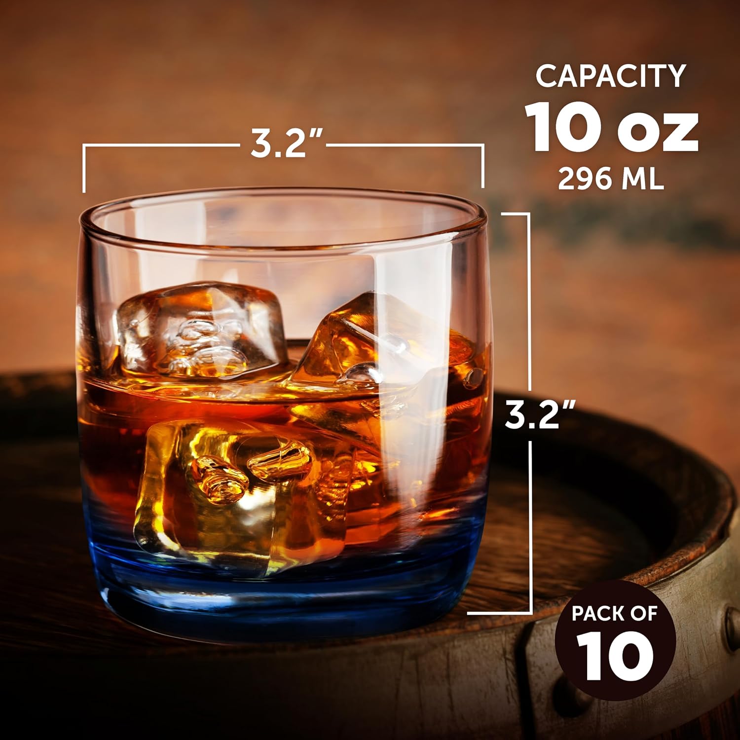 DISCOUNT PROMOS Custom Whiskey Glasses 10 oz Set of 10/50/100, Personalized Bulk Pack - Heavy Base Old Fashioned Glass, Perfect for Scotch, Bourbon