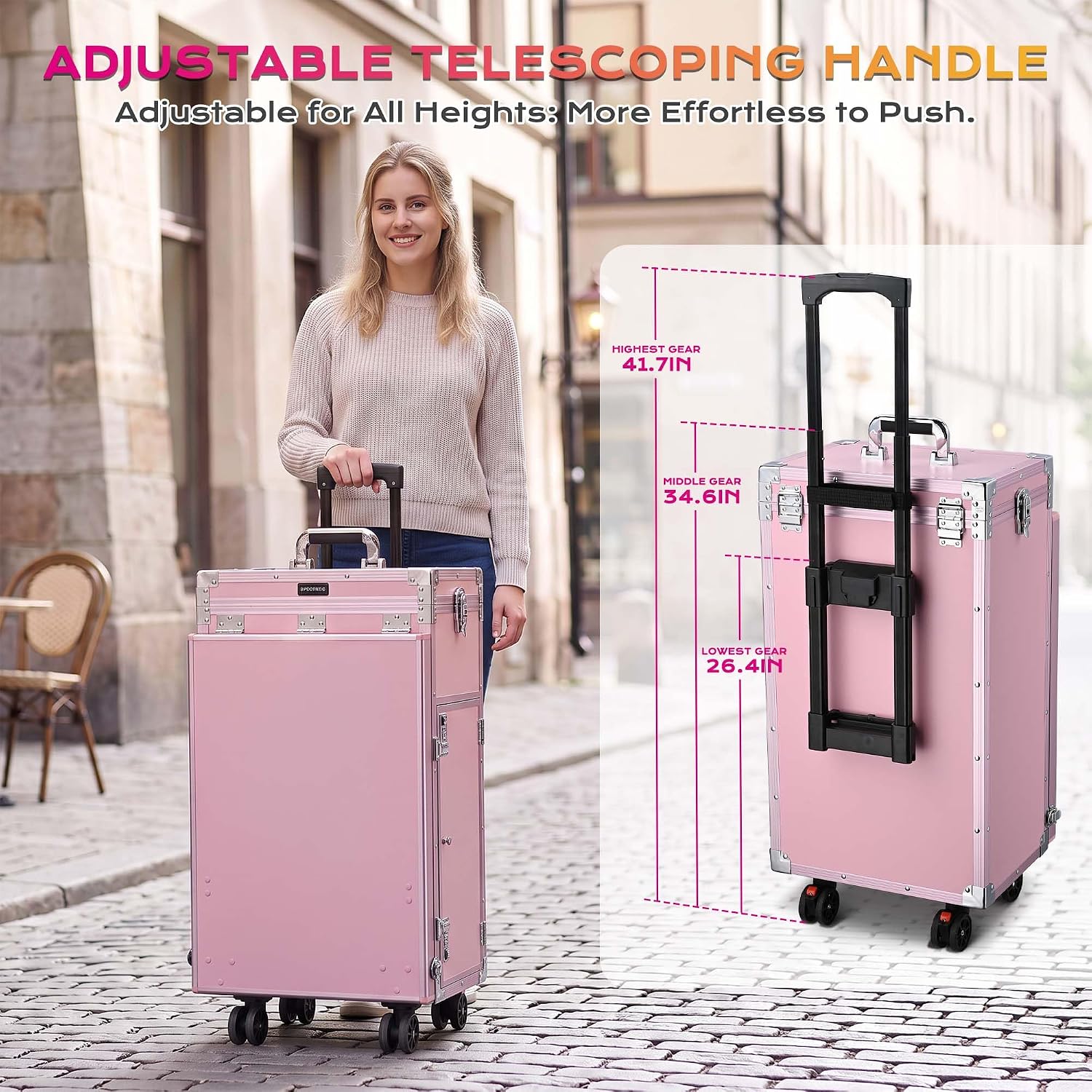 BYOOTIQUE Portable Nail Desk with 4 Storage Drawer Rolling Manicure Table