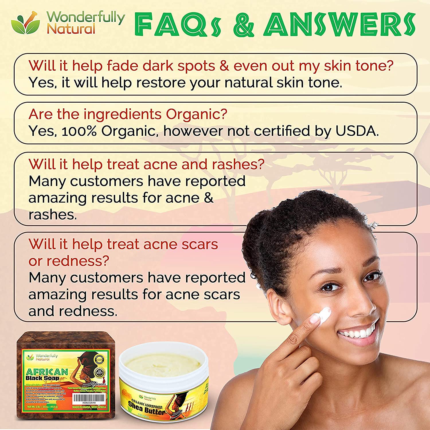 #1 Organic African Black Soap for Acne & Dark Spots Black Owned 1lb bar
