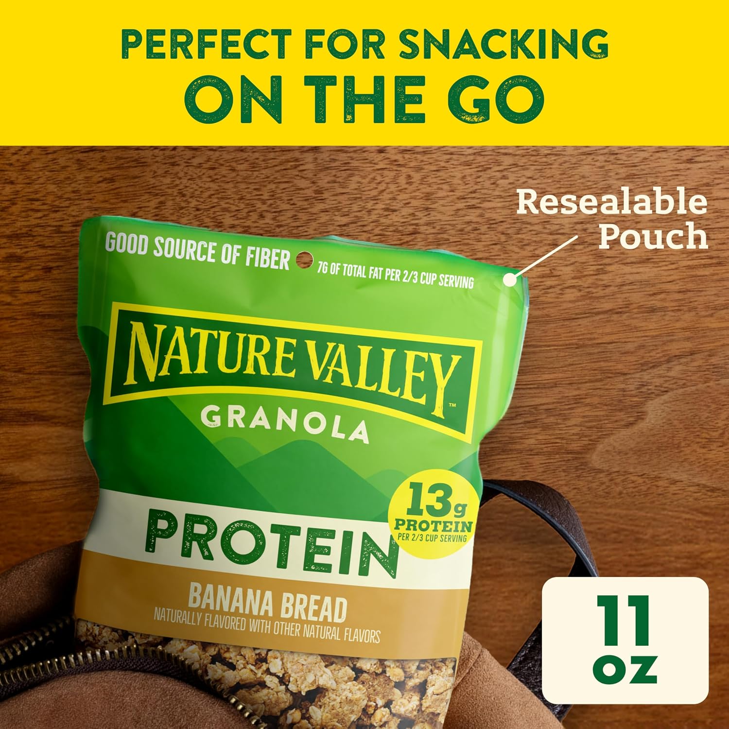 Nature Valley Oats & Honey Protein Granola, Resealable Pouch, 11 oz | 13g Protein & 33g Whole Grain per Serving, Good Source of Fiber, No Artificial Flavors or Colors