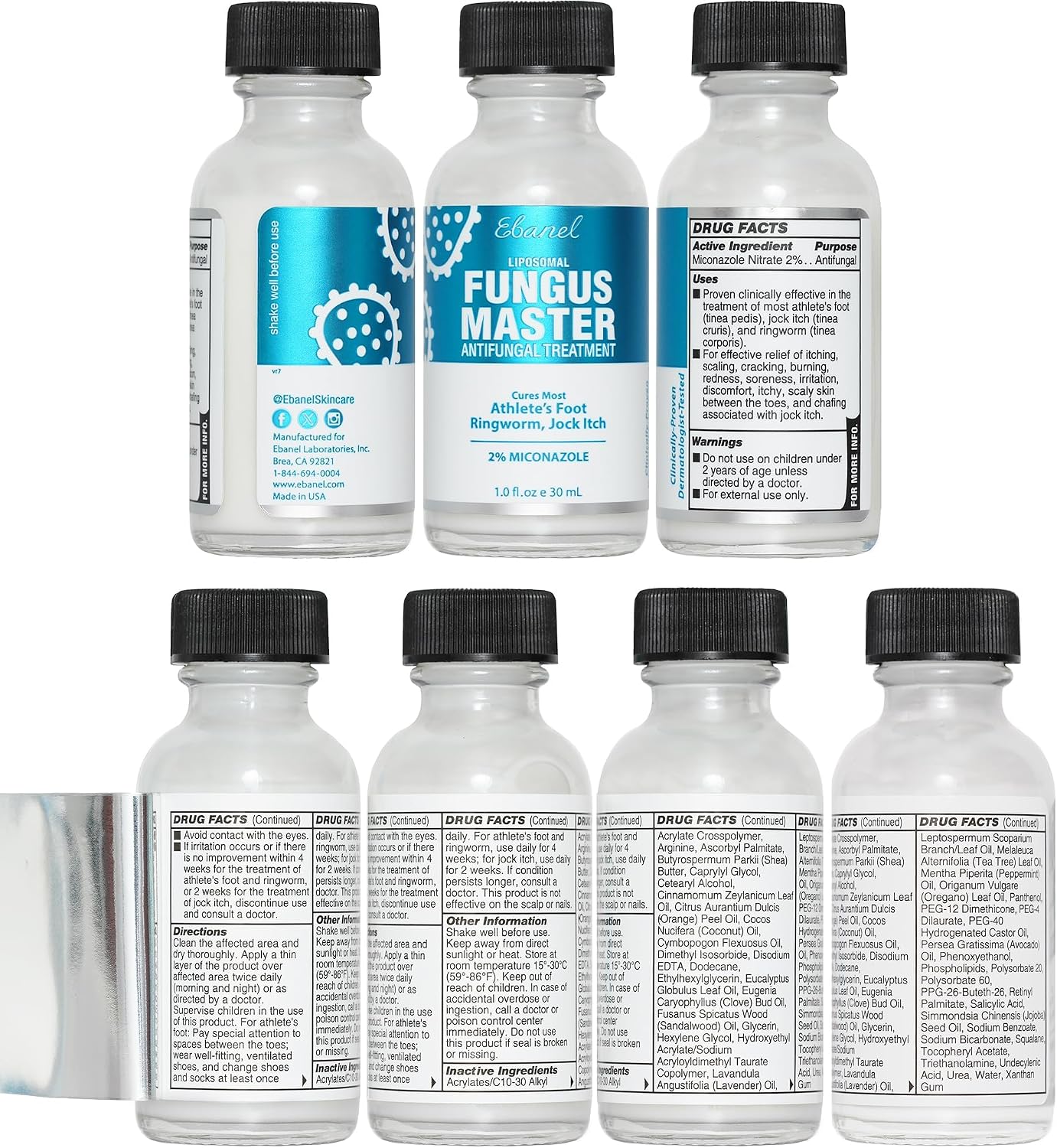 Ebanel Athlete's Foot Fungus Treatment, Miconazole Antifungal Cream 1Oz