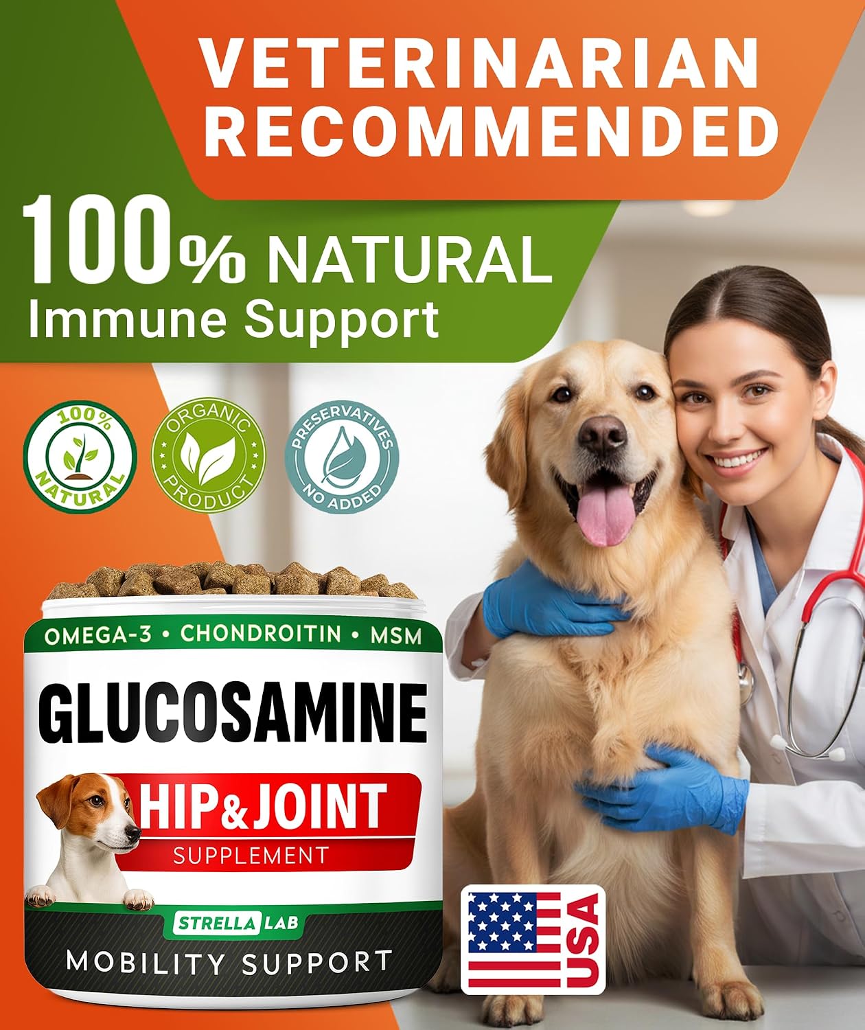 Advanced Glucosamine for Dogs, Chondroitin & MSM Hip Joint Supplement Chews
