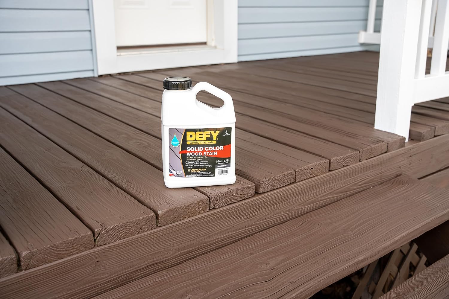 #1 Deck Premium Advanced Solid Color Outdoor Wood Stain and Sealer in One – Water Based Sealant for Wood Decks, Fences, & Siding - 1 Gal - Made in USA - Simply White