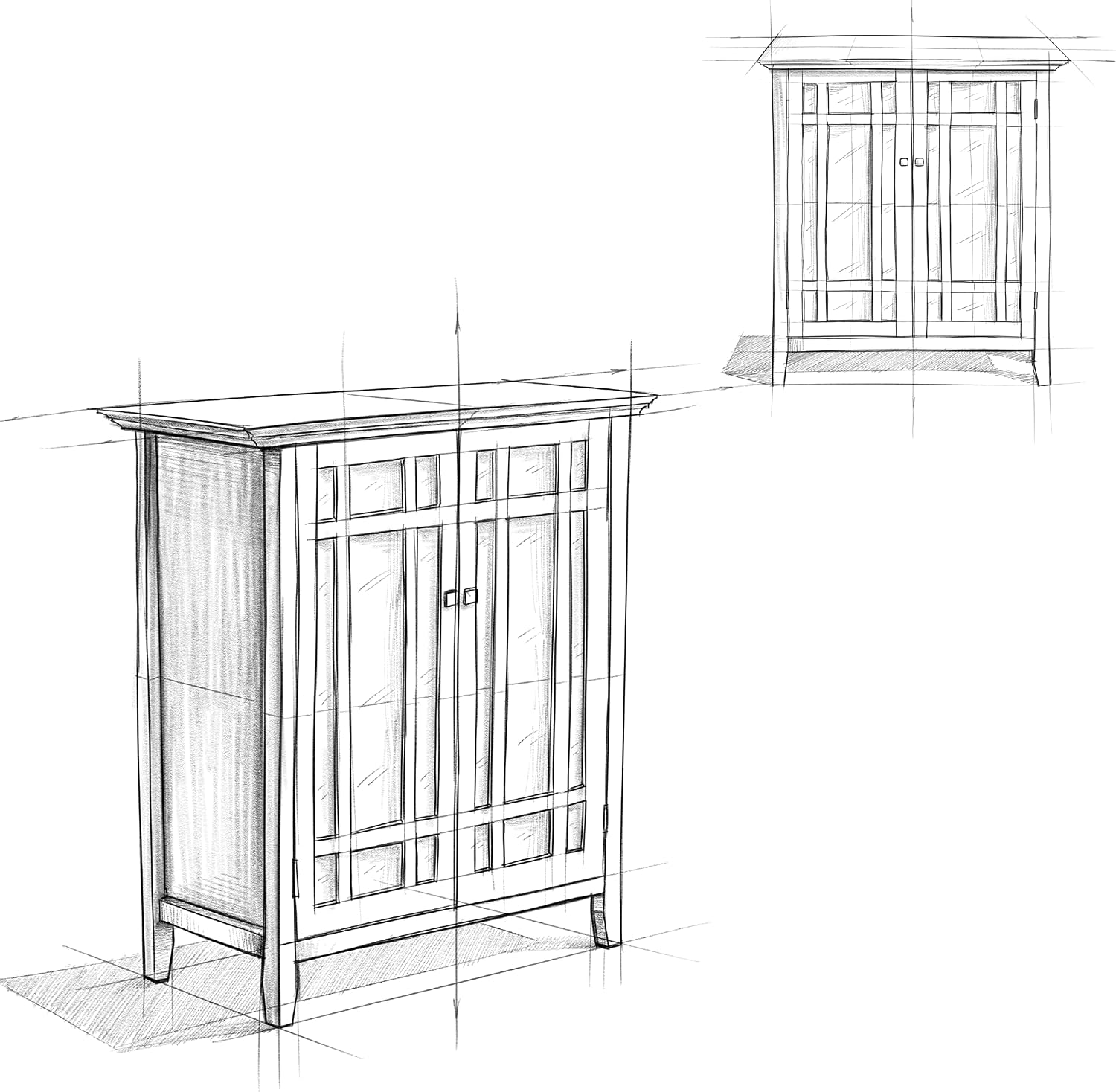 SIMPLIHOME Bedford 62" Wide Solid Wood Sideboard in Brunette Brown | Transitional low media console with glass doors and storage shelves for the living room, entryway or dining room.