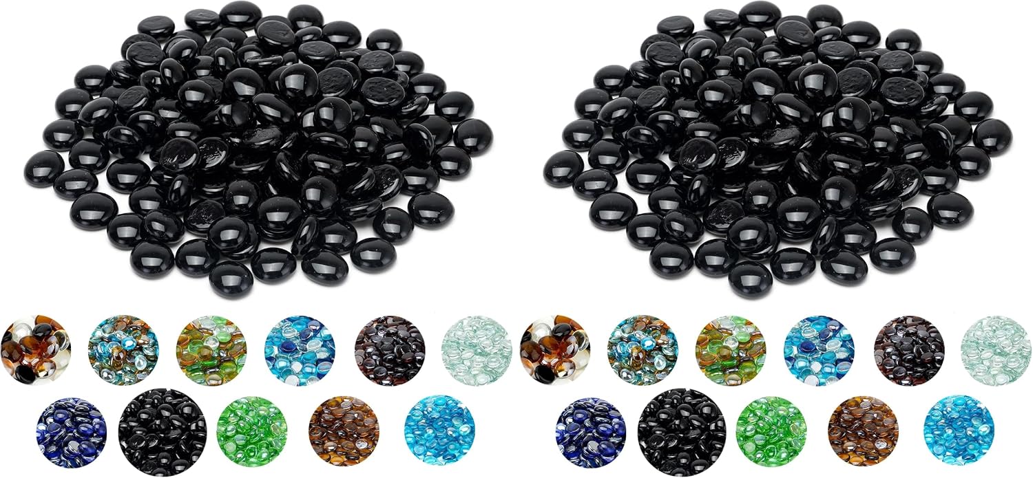 Skyflame 10-Pound Fire Glass Beads for Fire Pit Fireplace, Onyx Black
