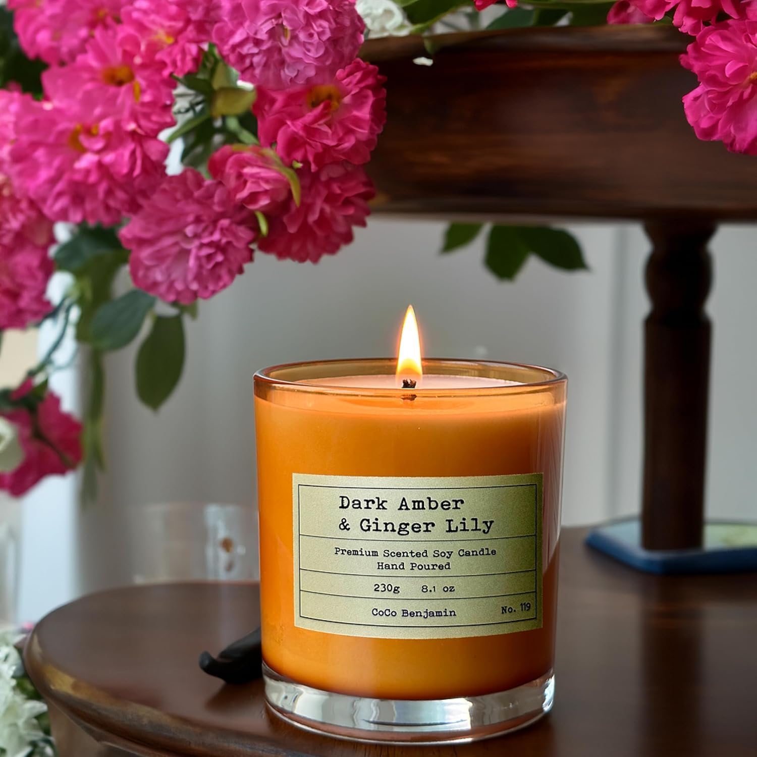 100% Natural Soy Wax Candle by CoCo Benjamin - Highly Scented & Hand-Poured Luxury Candle ((Majestic Balsam Fir Trees) - Clean Burning Cotton Wick
