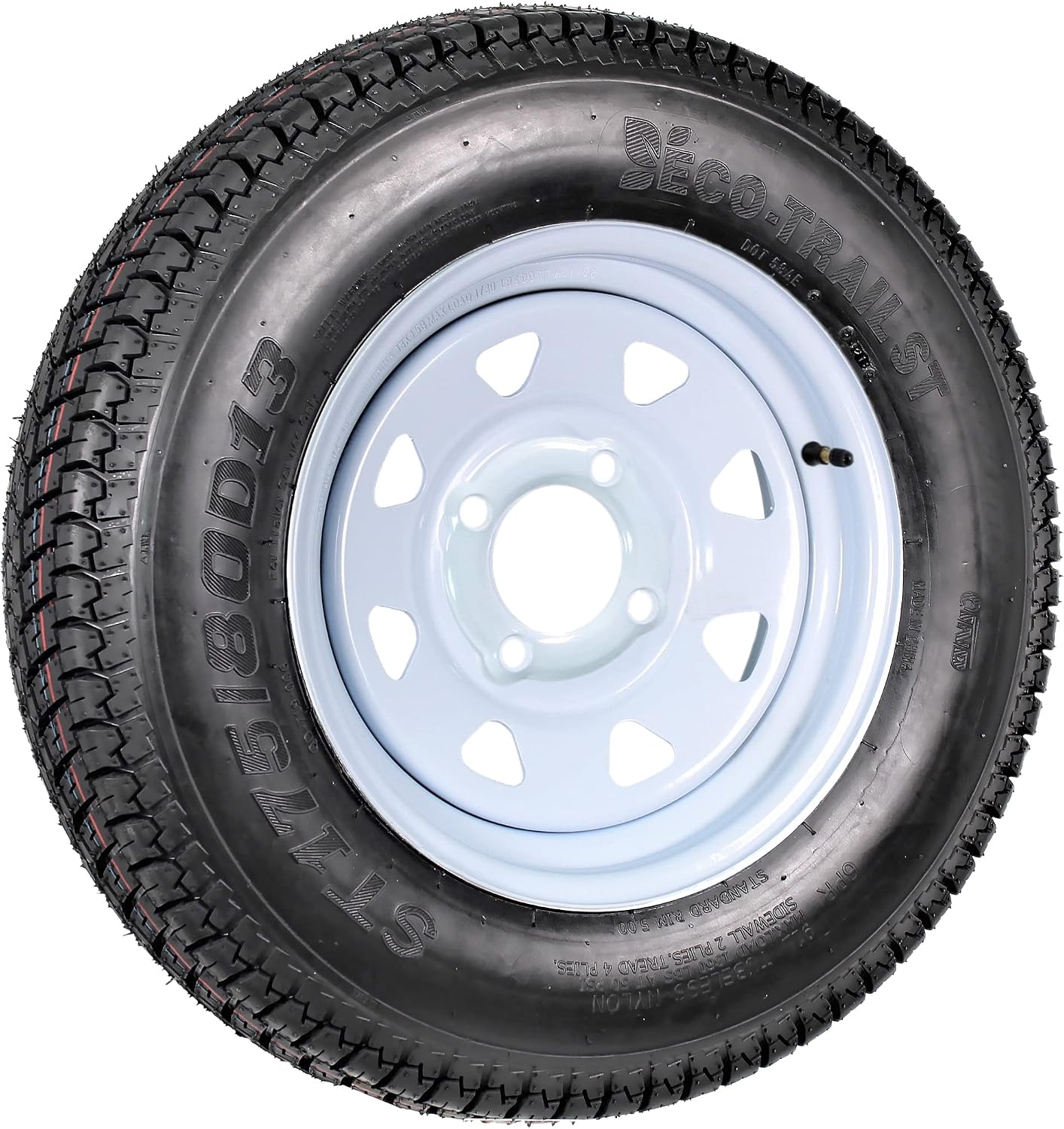 eCustomrim 2-Pack Trailer Tire Rim Assembly ST175/80D13 LRC 4 Lug White | 175/80 D 13 Inch Load Range C 6 Ply Tire