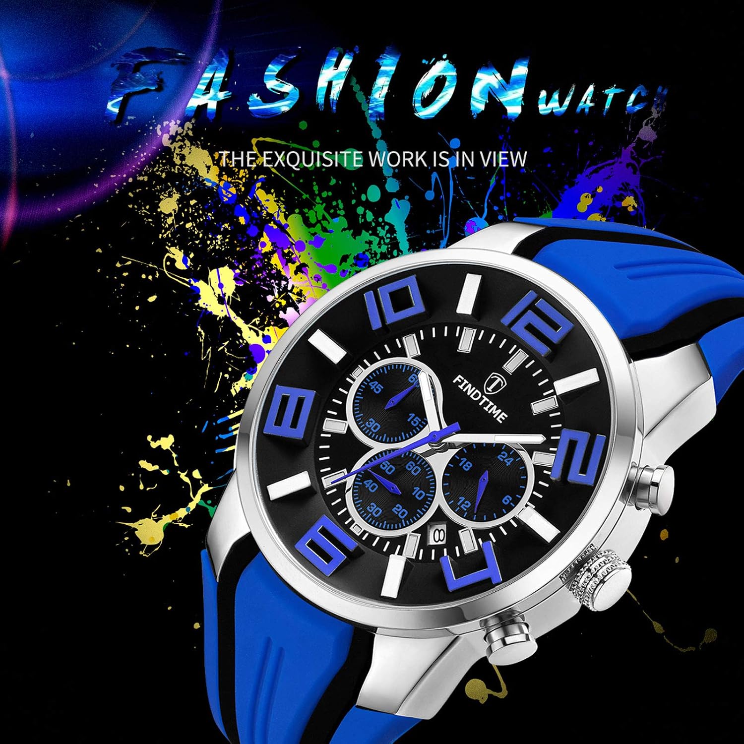 findtime Mens Sport Watches for Men Reloj para Hombre Colorful Cool Unique Analog Stylish Wrist Watch Chronograph for Running Training Stopwatch