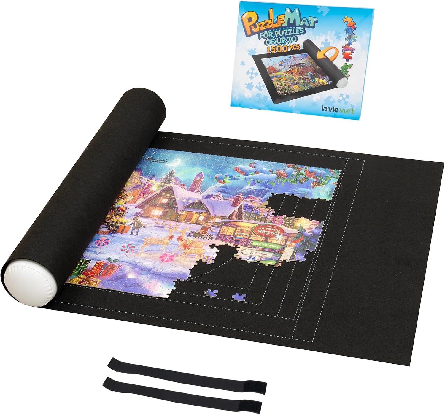 Lavievert 1500 Piece Jigsaw Puzzle Mat Roll Up with Auxiliary Line Design