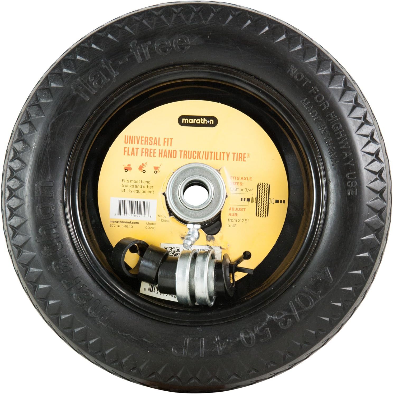 Marathon Industries 00210 Universal Fit, Flat Free, Hand Truck/All Purpose Utility Tire