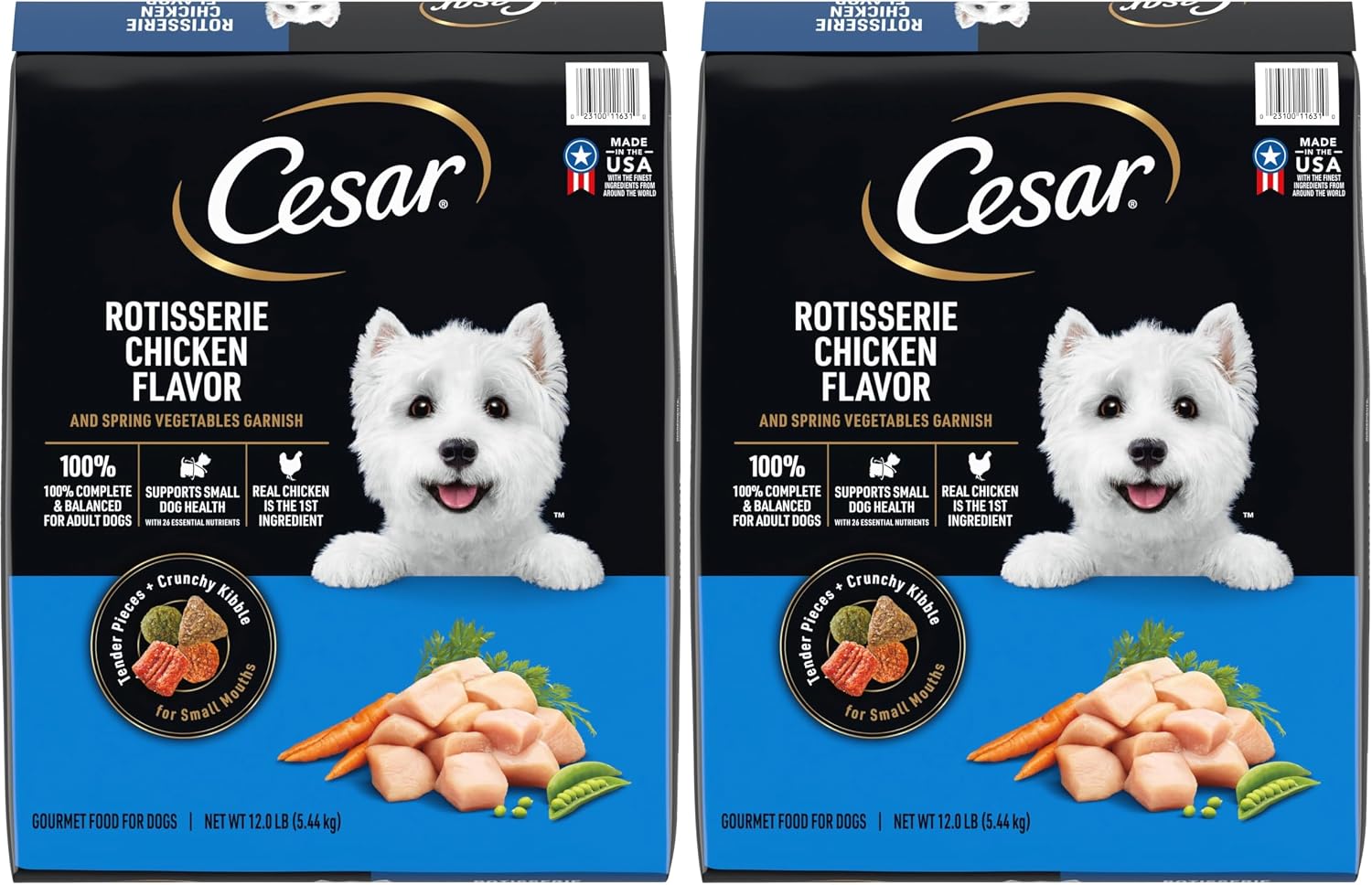 Cesar Small Breed Dry Dog Food, Chicken & Spring Vegetables Flavor, 5 lb | Made in USA, Real chicken #1 ingredient, 26 essential nutrients, supports small breed health, no artificial flavors