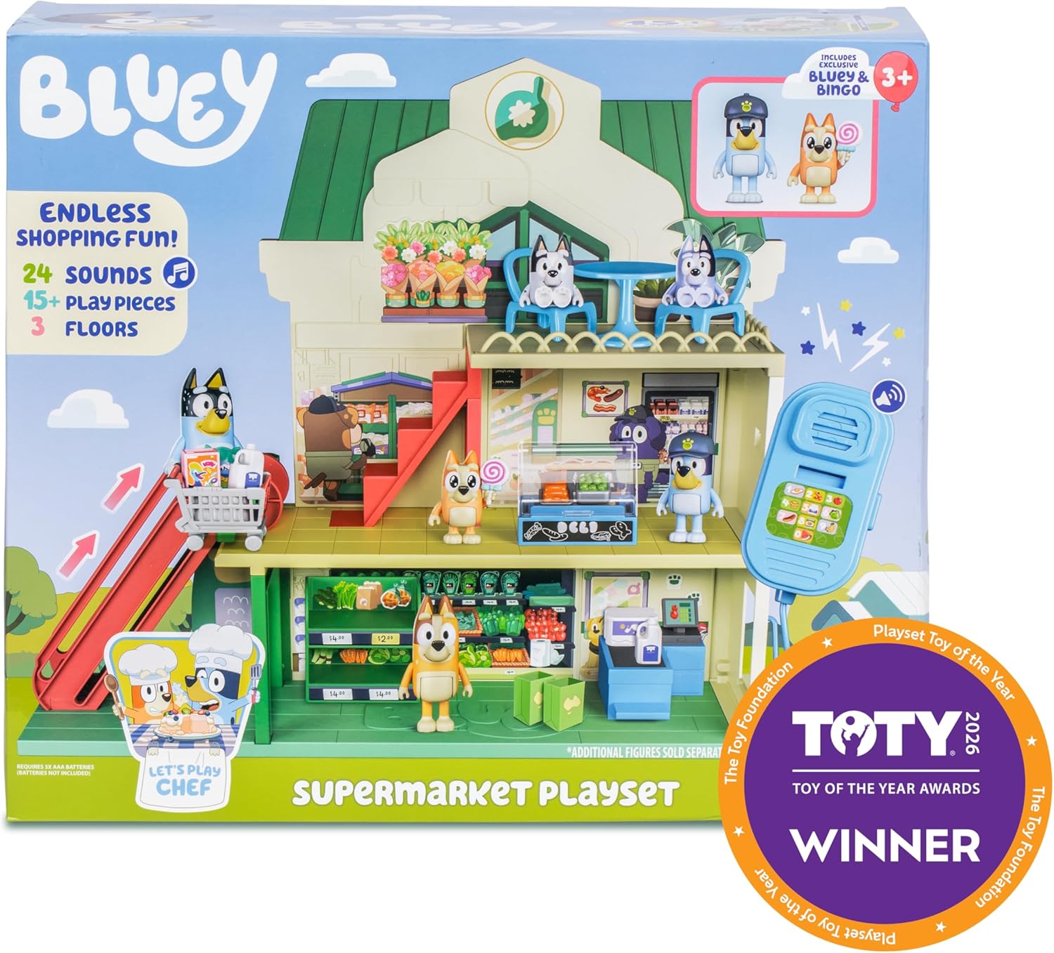 Bluey Toy House Mega Bundle, Family Home & BBQ Playhouse, Ages 3-5