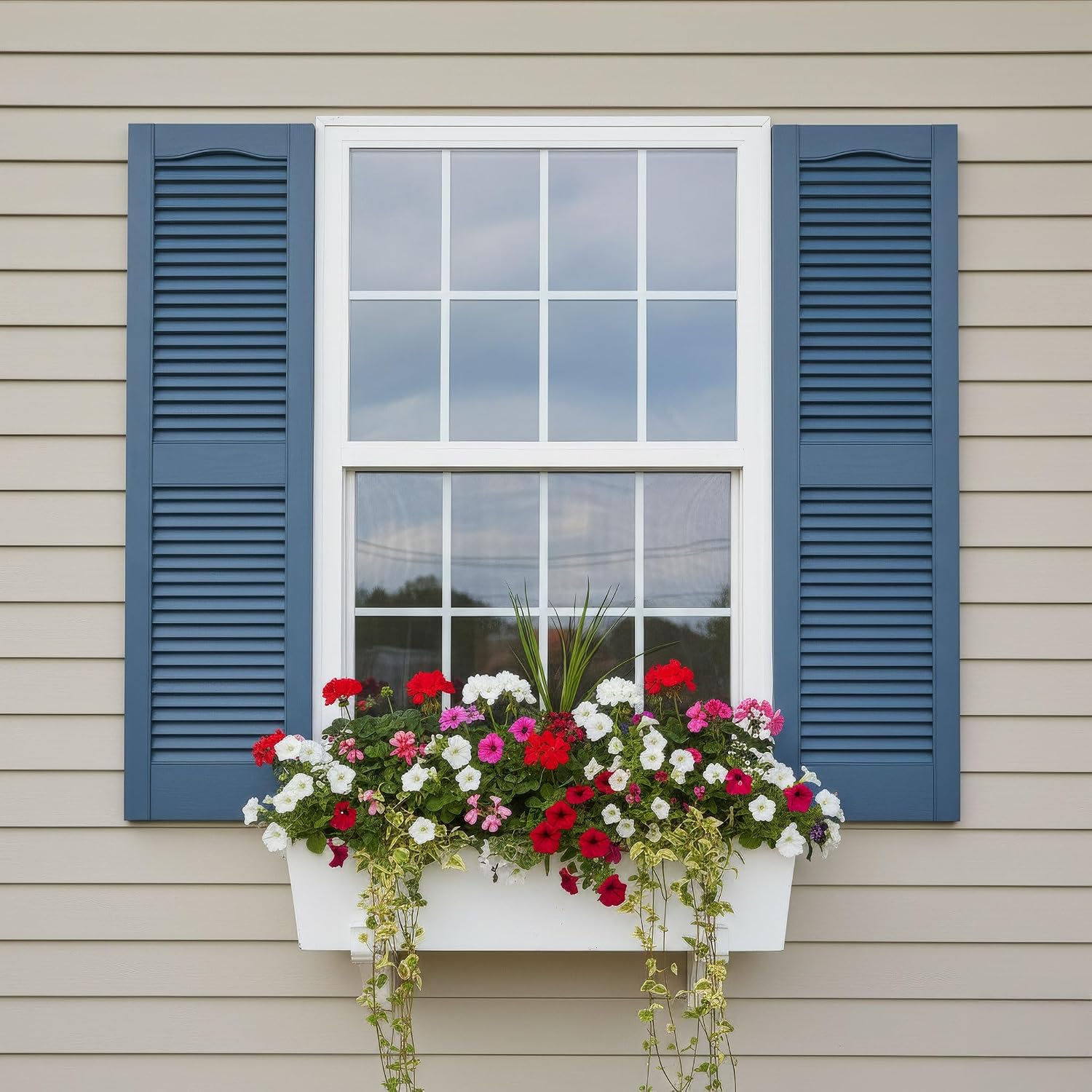 14 1/2"W x 60"H EverColor Open Louver Exterior Vinyl Shutters, w/Installation Shutter-Lok's & Matching Screws (Per Pair), Black