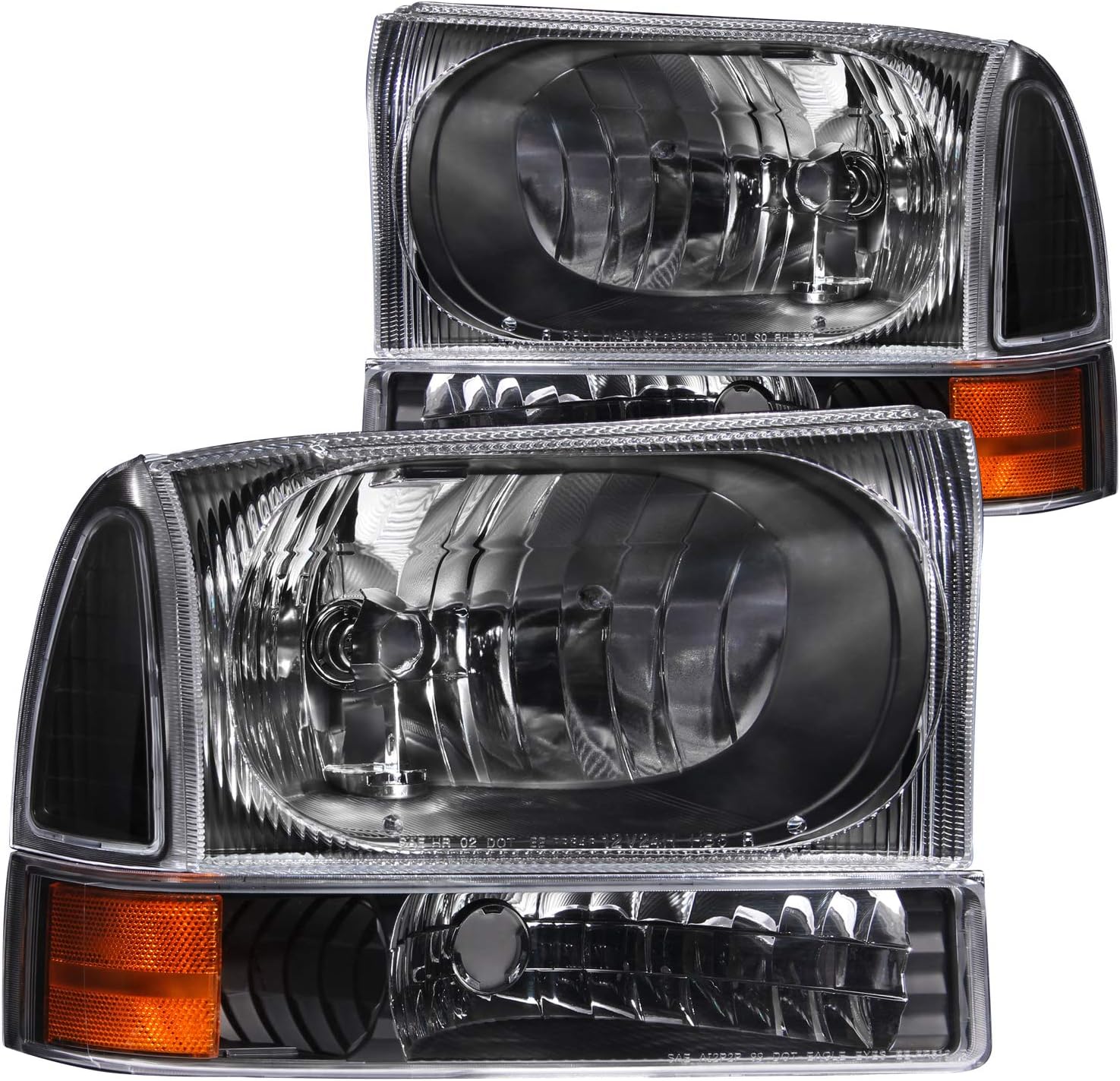 ANZO USA USA 111080 Ford Black with Corner Amber Headlight Assembly - (Sold in Pairs)